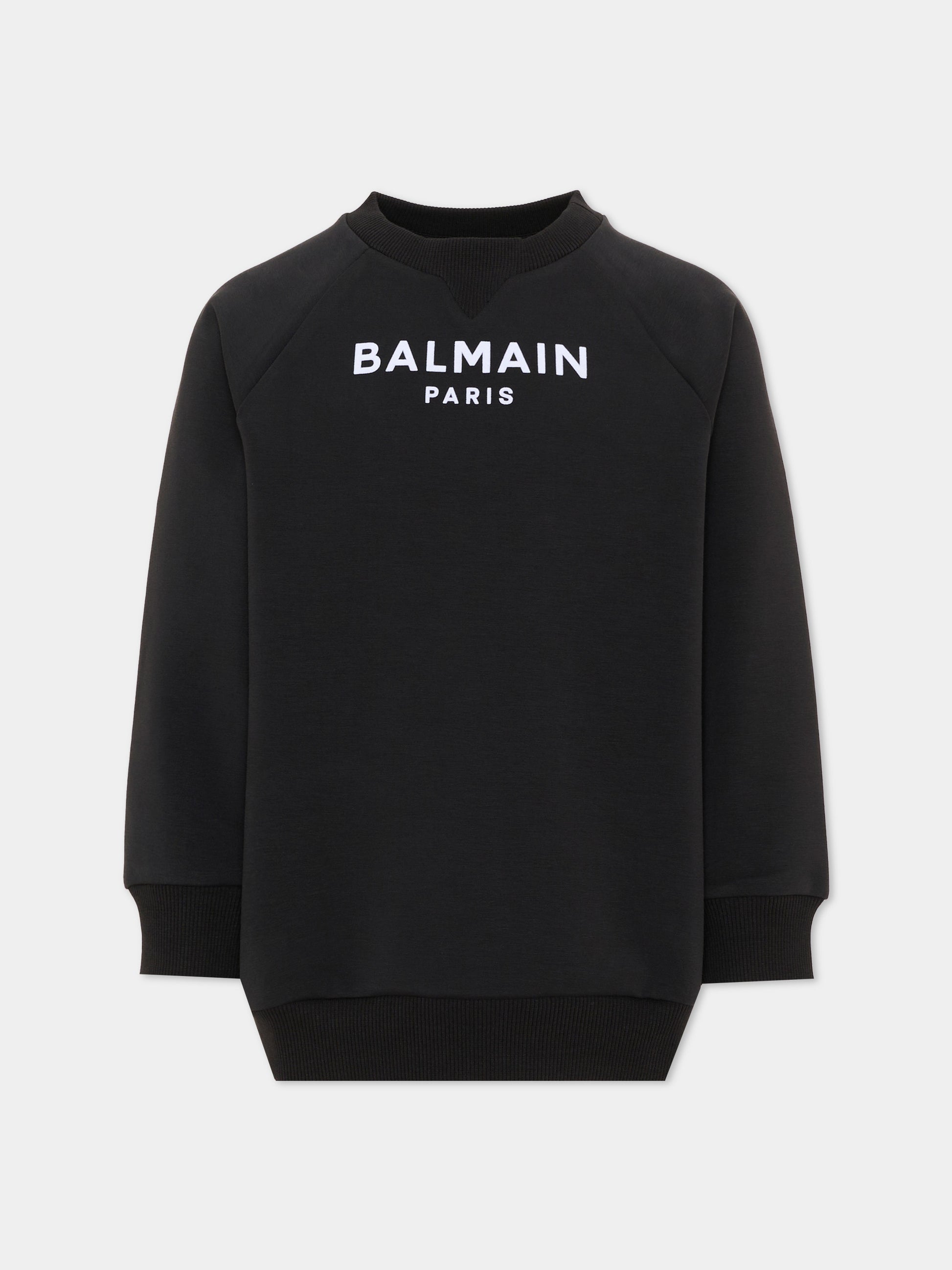 Felpa nera per bambini con logo,Balmain Kids,BZ4I50 Z3728 930BC