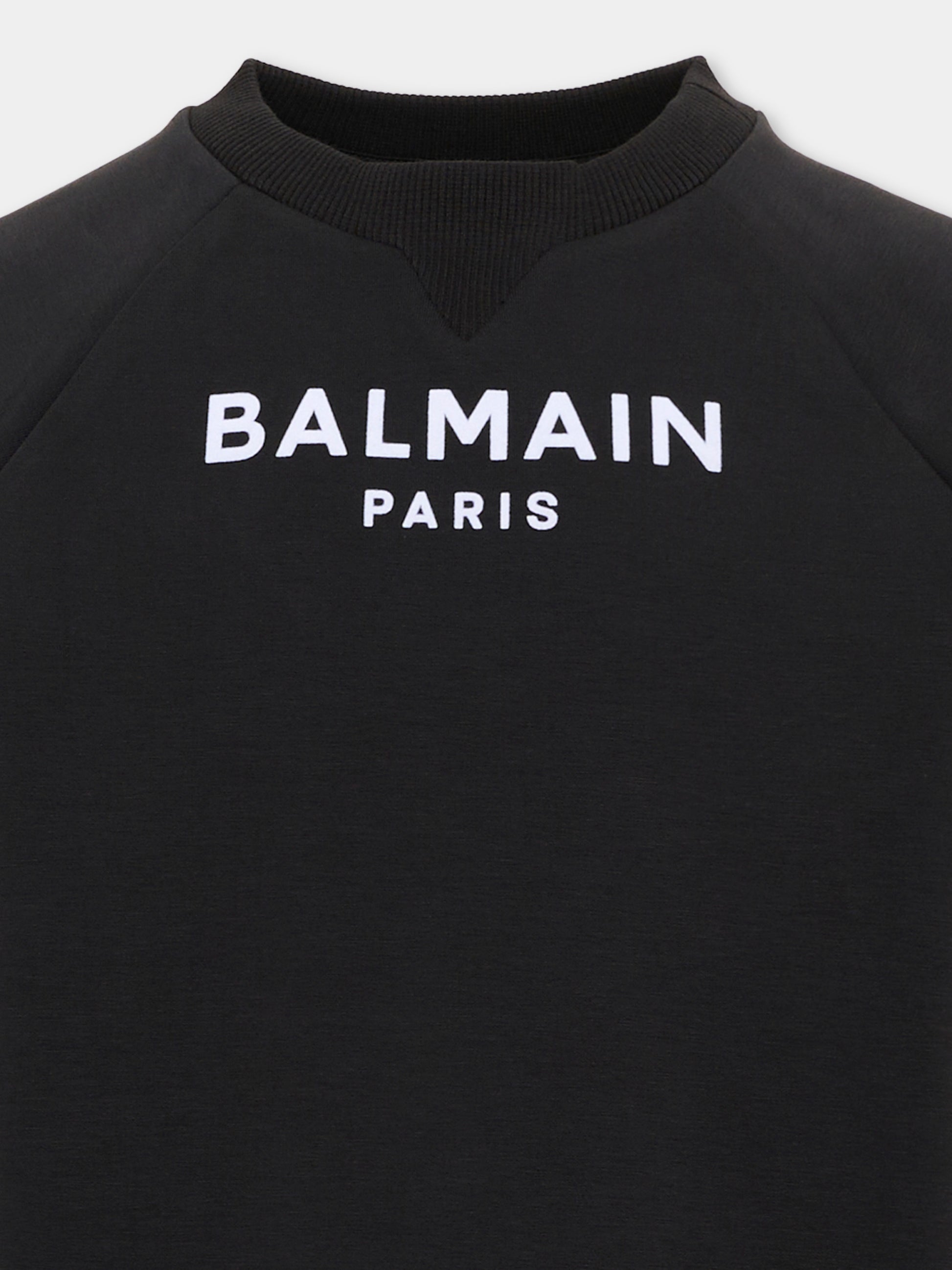 Felpa nera per bambini con logo,Balmain Kids,BZ4I50 Z3728 930BC