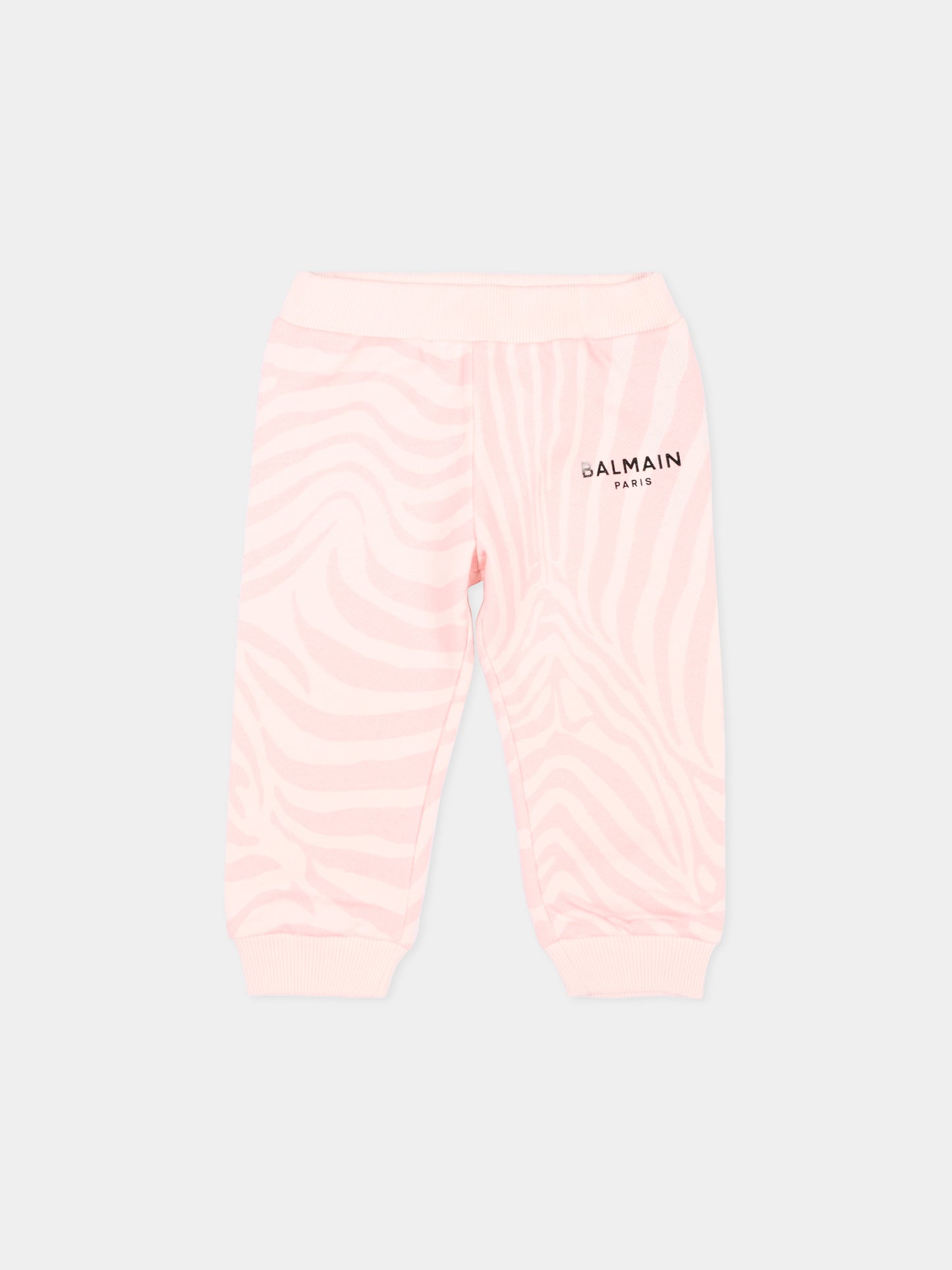 Pantaloni sportivi rosa per neonata con logo,Balmain Kids,BZ6050 Z4118 508RS
