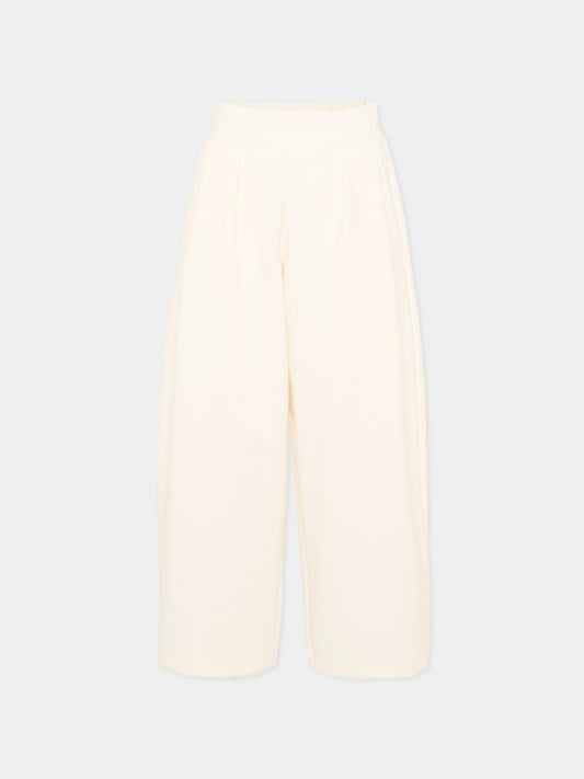Pantaloni avorio per bambina con logo,Balmain Kids,BZ6A80 Z3728 102NE
