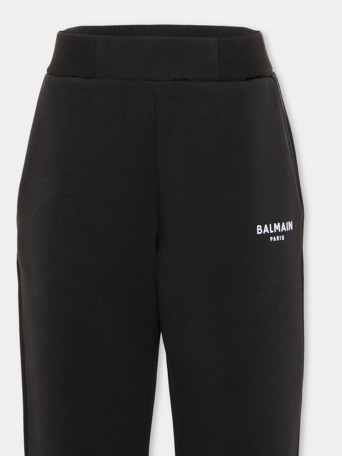 Pantaloni sportivi neri per bambino con logo,Balmain Kids,BZ6I60 Z3728 930BC