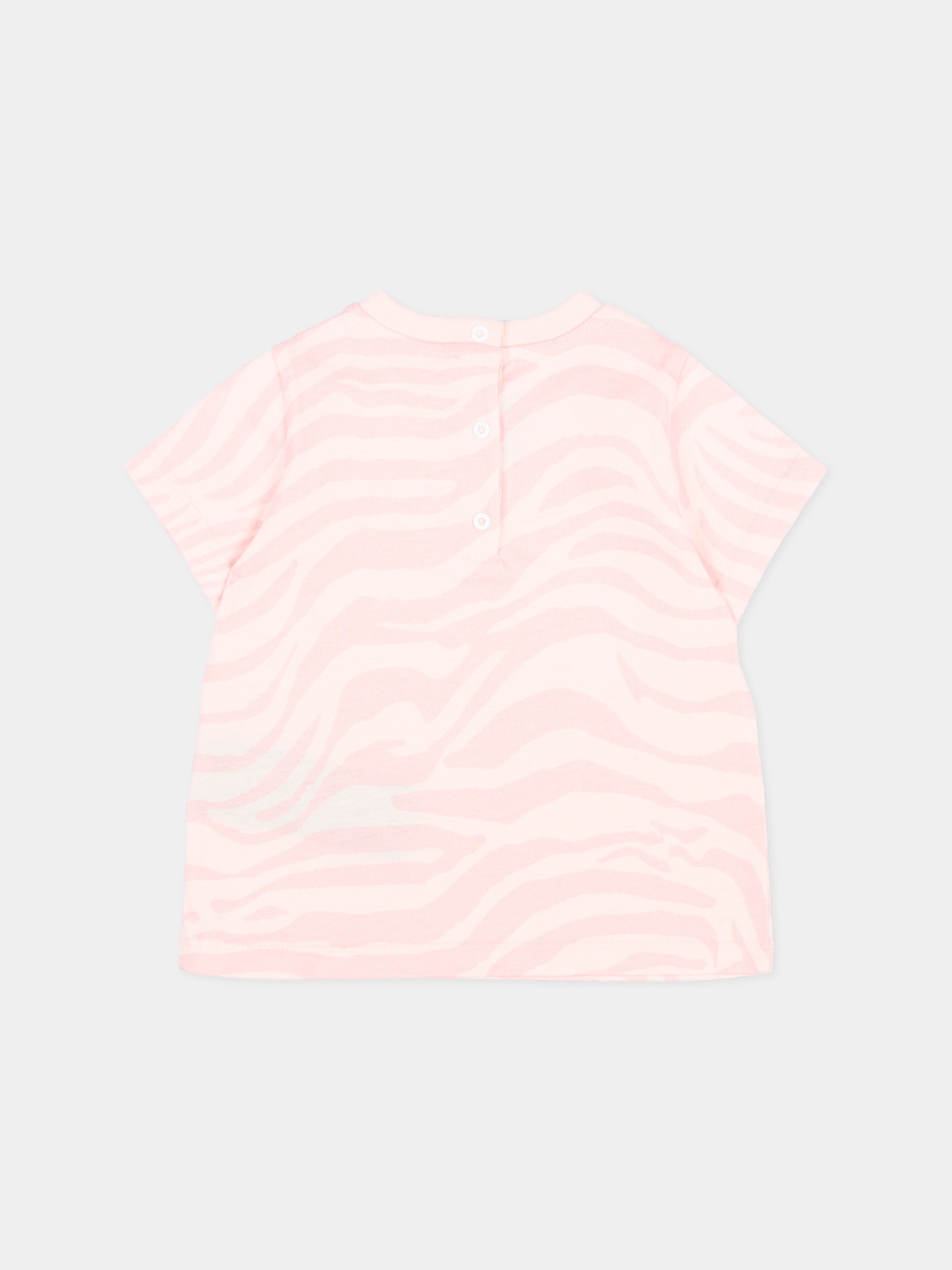 T-Shirt rosa per neonata con logo,Balmain Kids,BZ8041 Z4119 508RS
