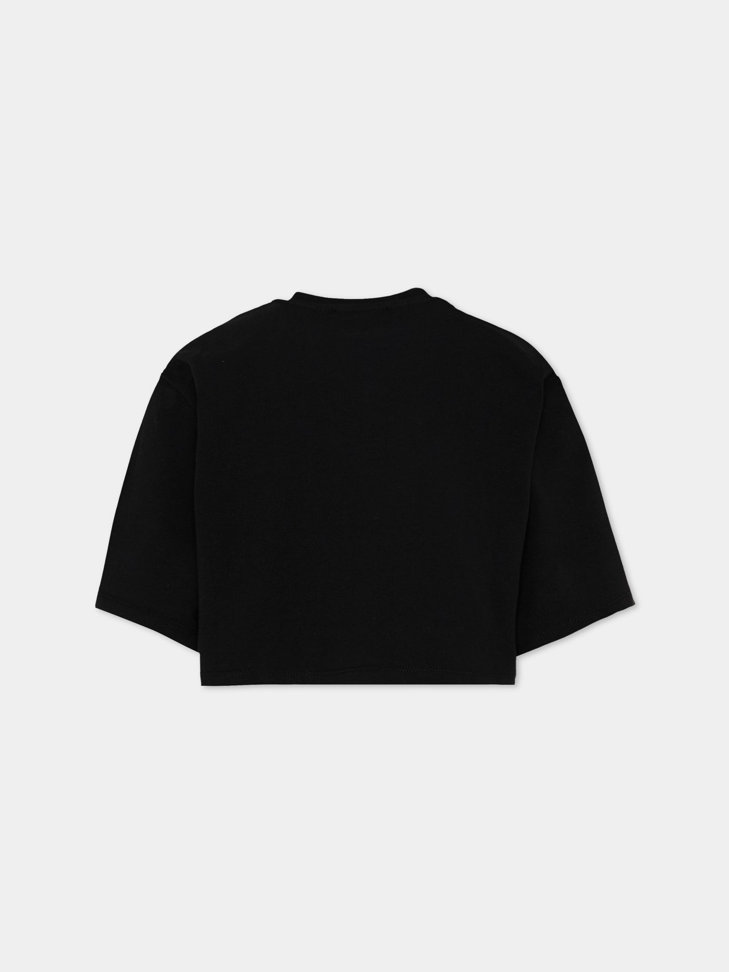 T-Shirt nera per bambina con logo,Balmain Kids,BZ8A01 Z3672 930BC