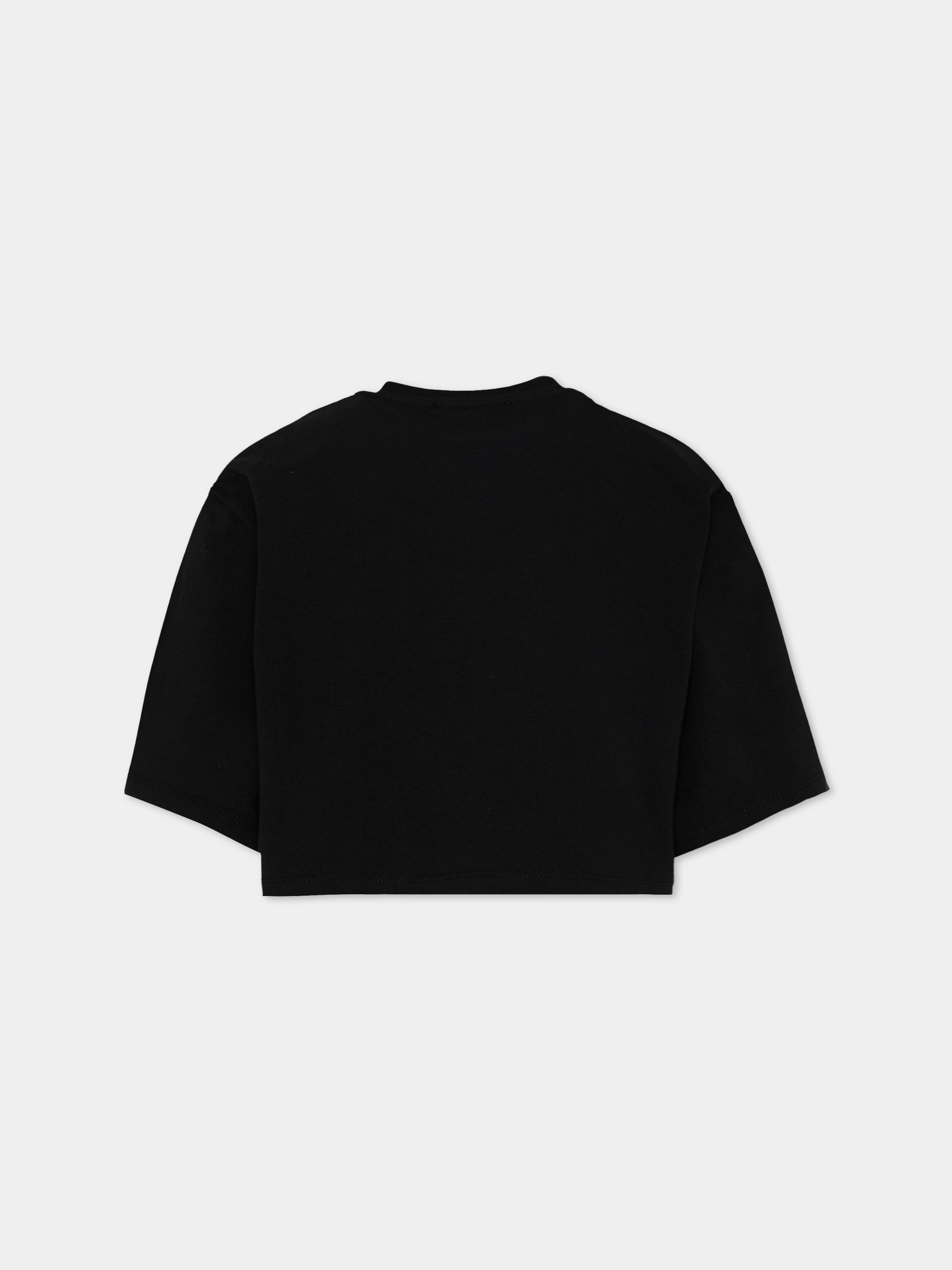T-Shirt nera per bambina con logo,Balmain Kids,BZ8A01 Z3672 930BC
