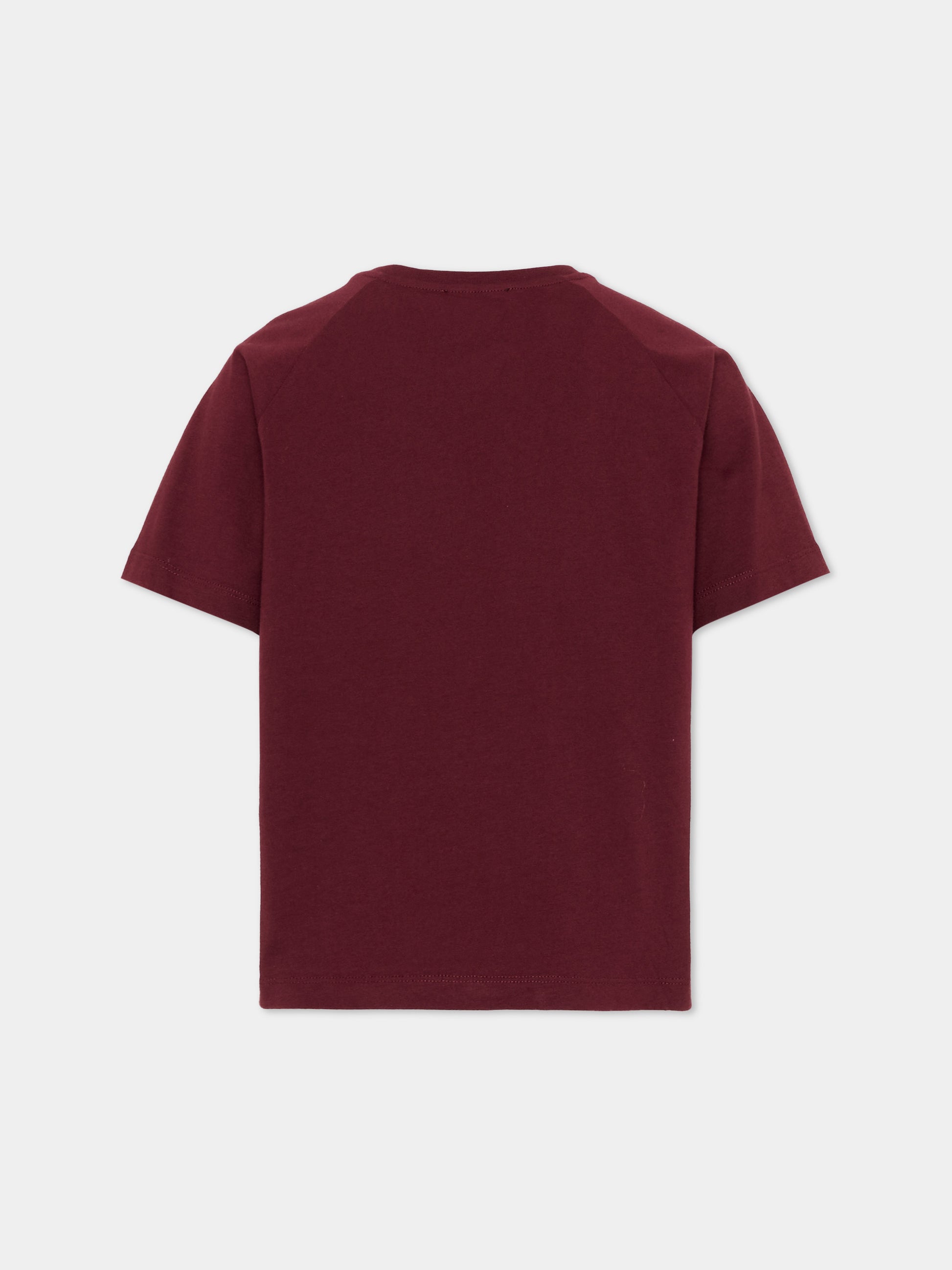 T-Shirt bordeaux per bambino con logo,Balmain Kids,BZ8I01 Z3672 530CE