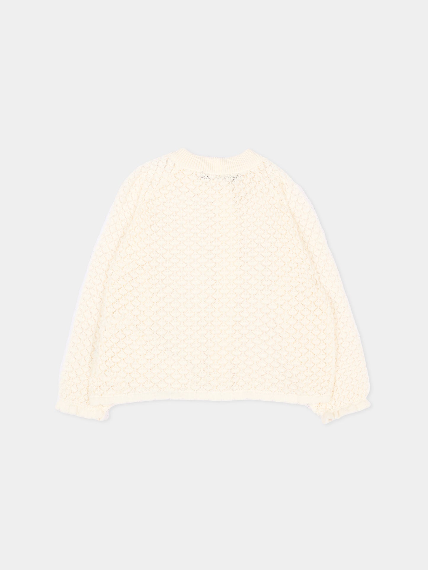 Cardigan avorio per neonata con logo,Balmain Kids,BZ9000 Z3491 101OR