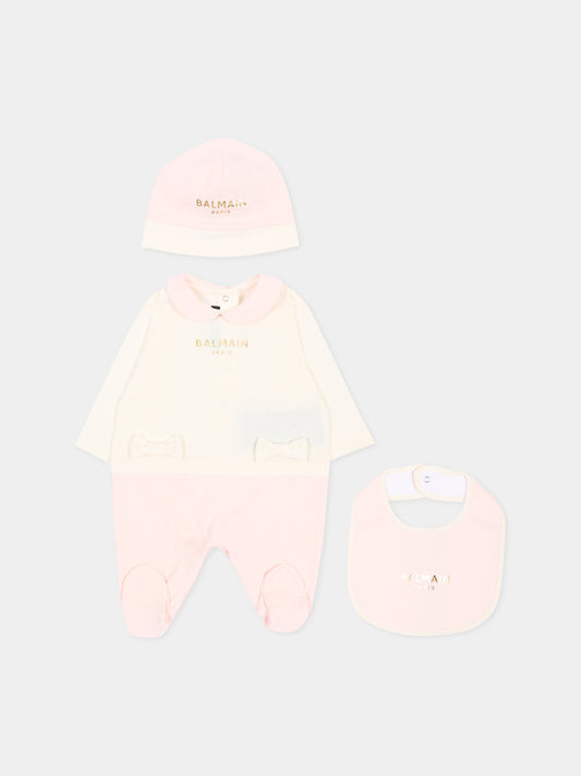Set tutina avorio per neonata con logo,Balmain Kids,BZB010 Z3672 102RS