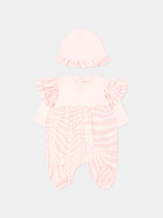 Set tutina rosa per neonata con logo,Balmain Kids,BZB030 Z4119 508RS