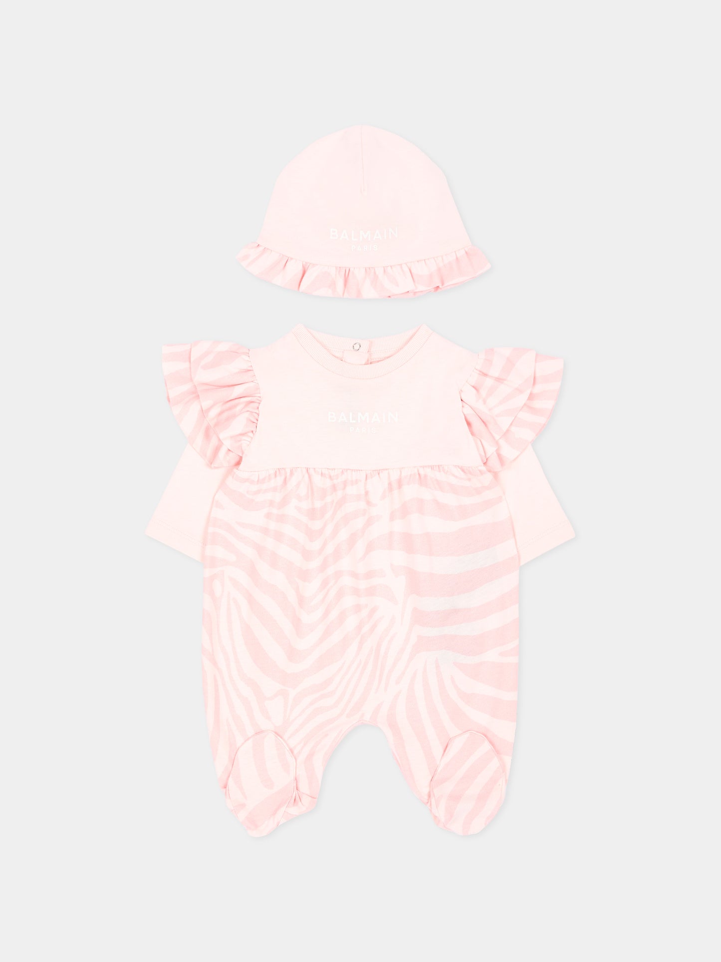 Set tutina rosa per neonata con logo,Balmain Kids,BZB030 Z4119 508RS