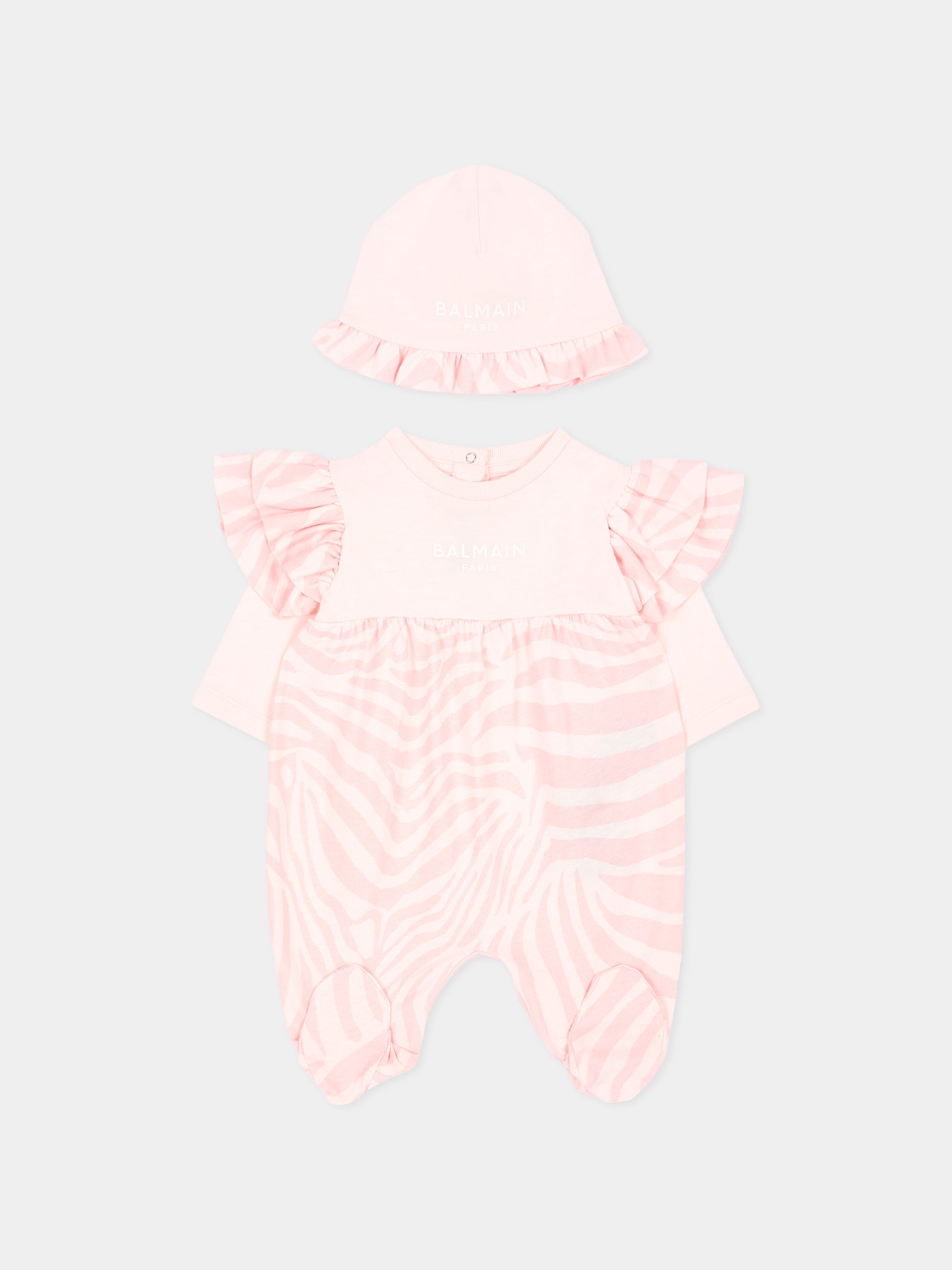 Set tutina rosa per neonata con logo,Balmain Kids,BZB030 Z4119 508RS