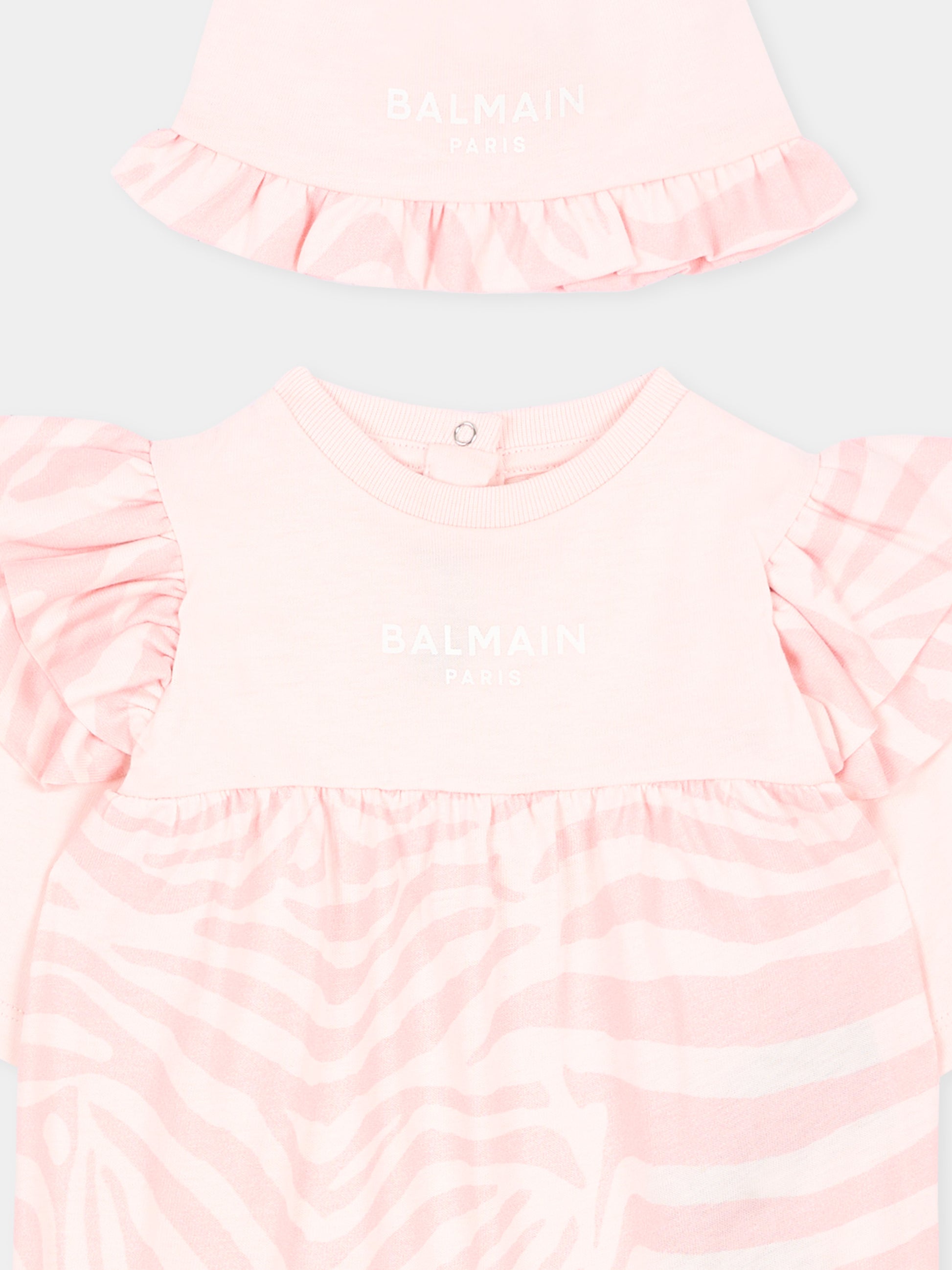 Set tutina rosa per neonata con logo,Balmain Kids,BZB030 Z4119 508RS