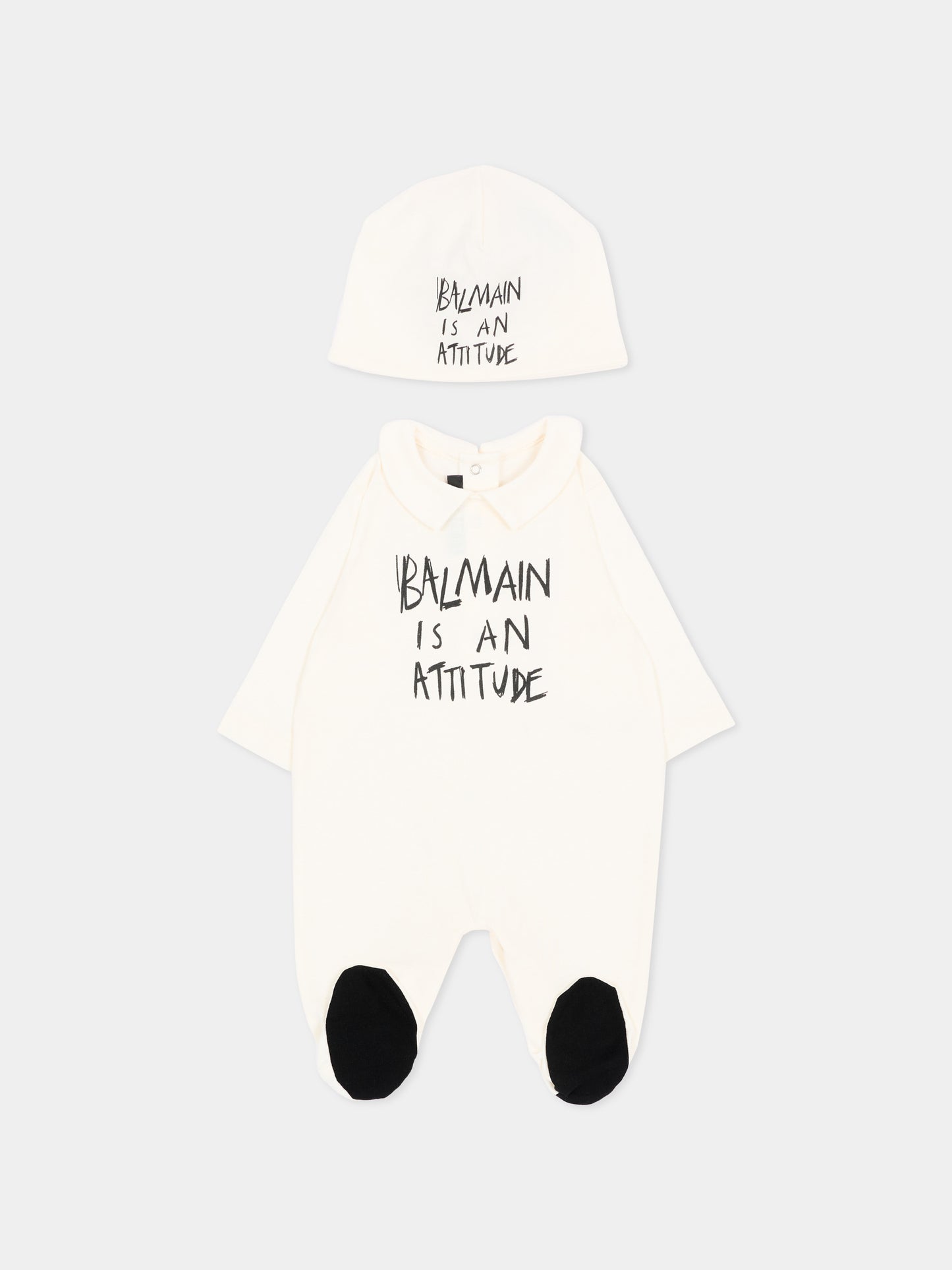Set tutina avorio per neonato con logo,Balmain Kids,BZB300 Z3672 102NE