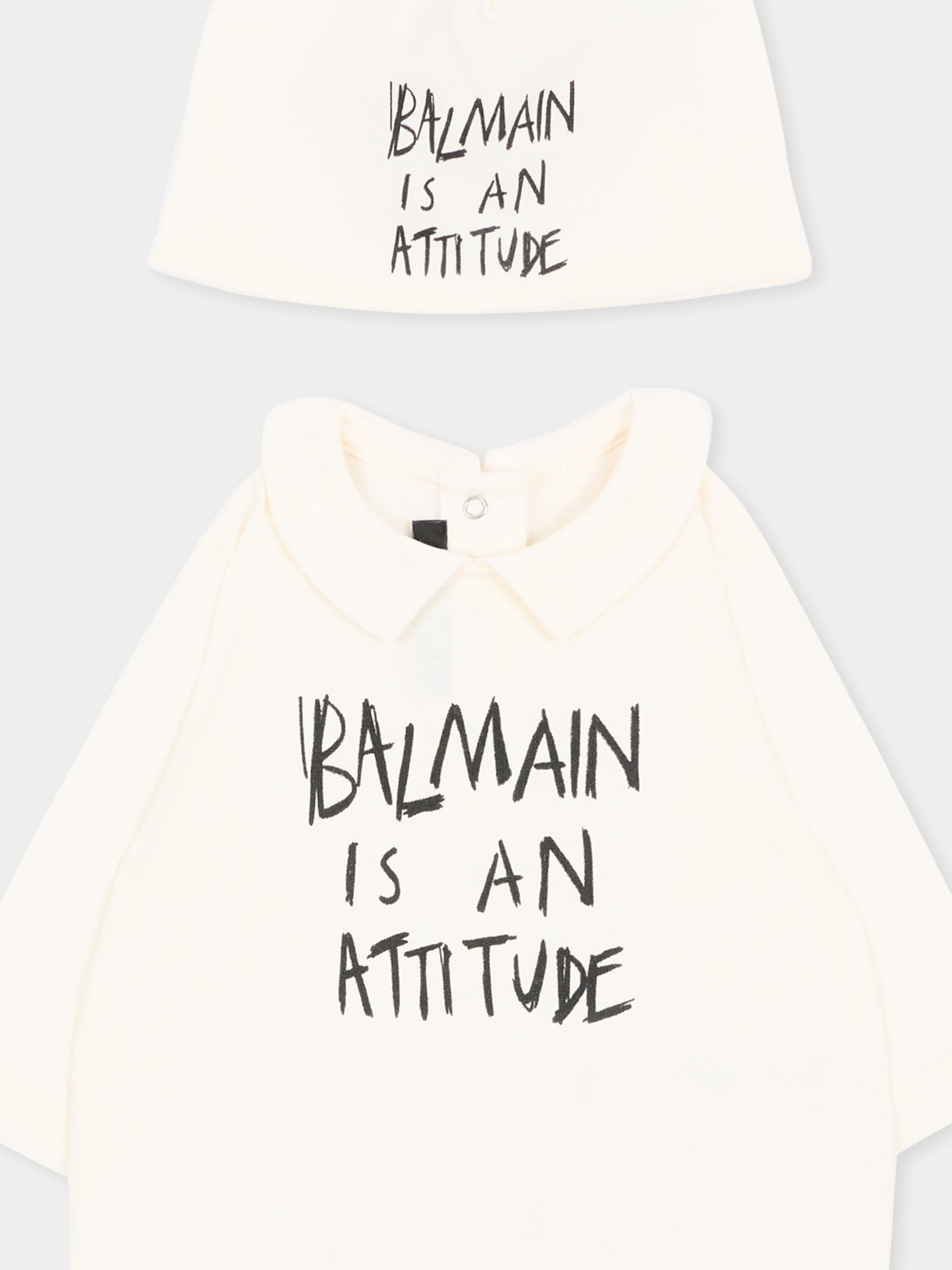 Set tutina avorio per neonato con logo,Balmain Kids,BZB300 Z3672 102NE