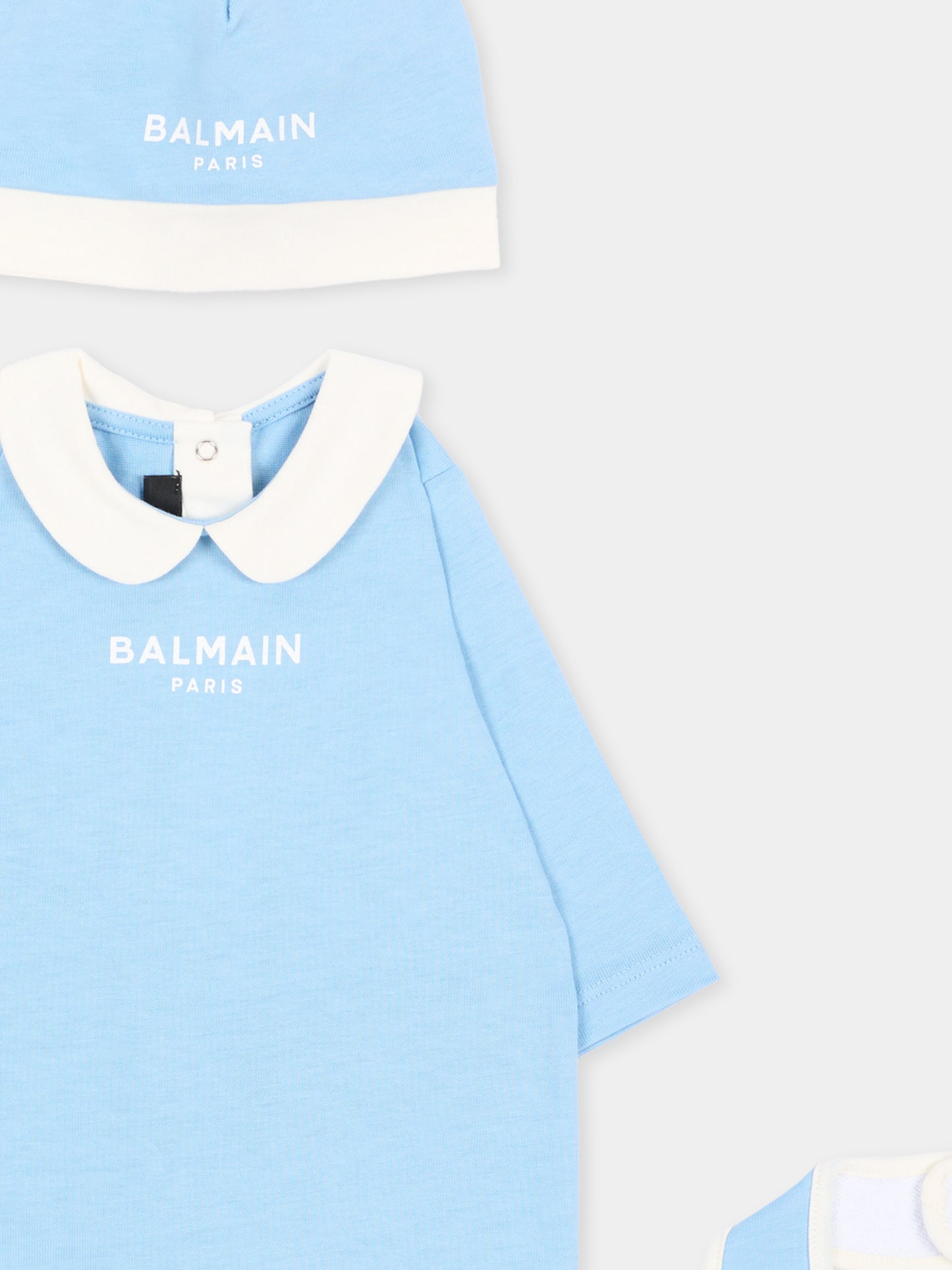 Set tutina celeste per neonato con logo,Balmain Kids,BZB310 Z3672 60CAV