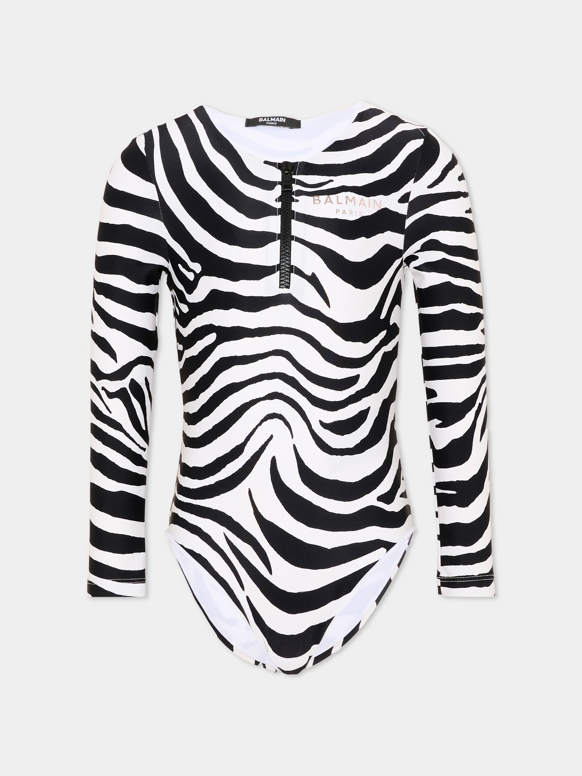 Body multicolor anti UV per bambina zebrato con logo,Balmain Kids,BZCA09 Z4178 100NE