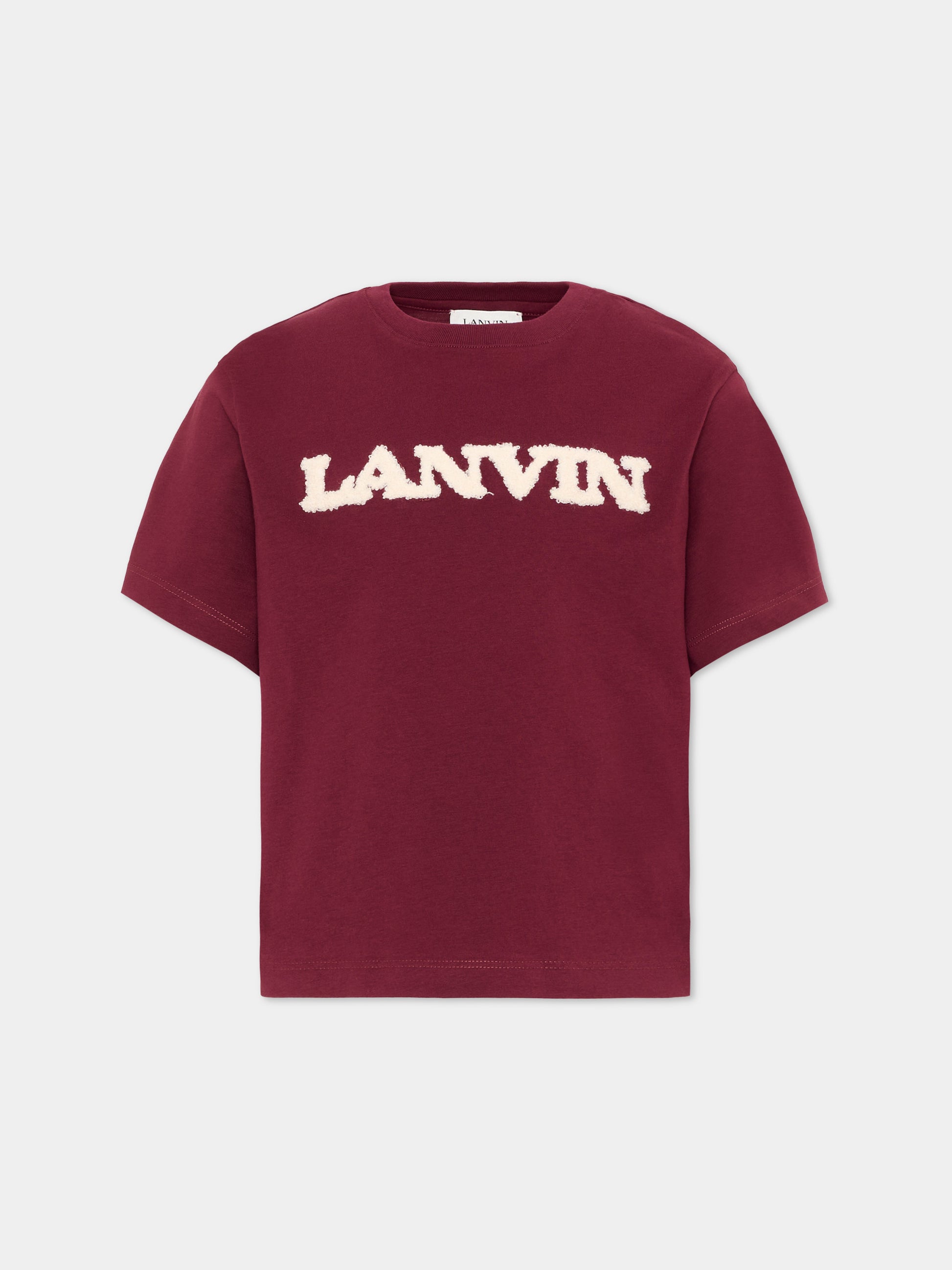 T-shirt bordeaux per bambina con logo,Lanvin Petite,N30397 955