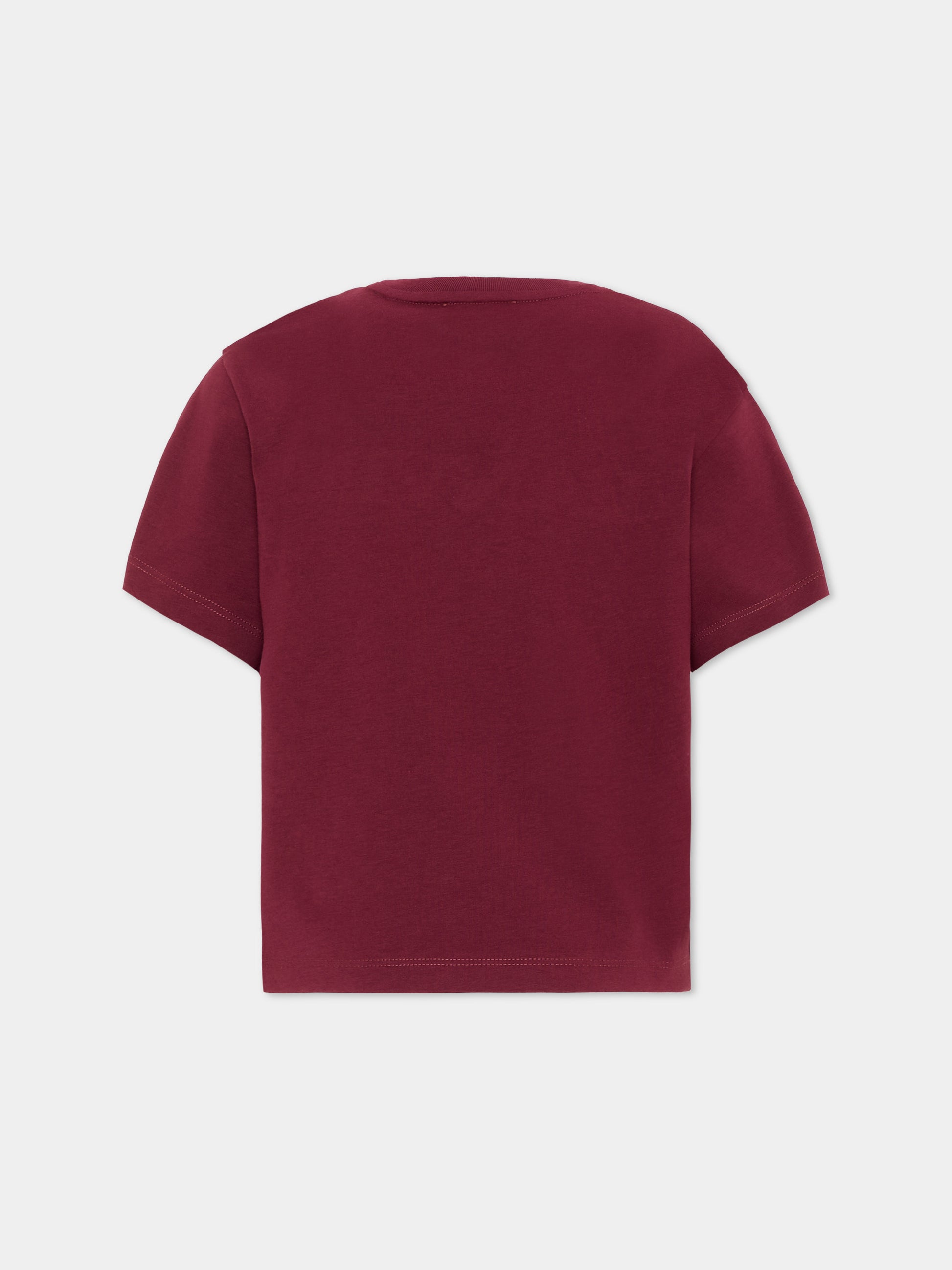 T-shirt bordeaux per bambina con logo,Lanvin Petite,N30397 955