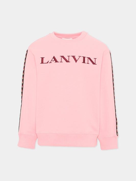 Felpa rosa per bambina con logo,Lanvin Petite,N30401 48N
