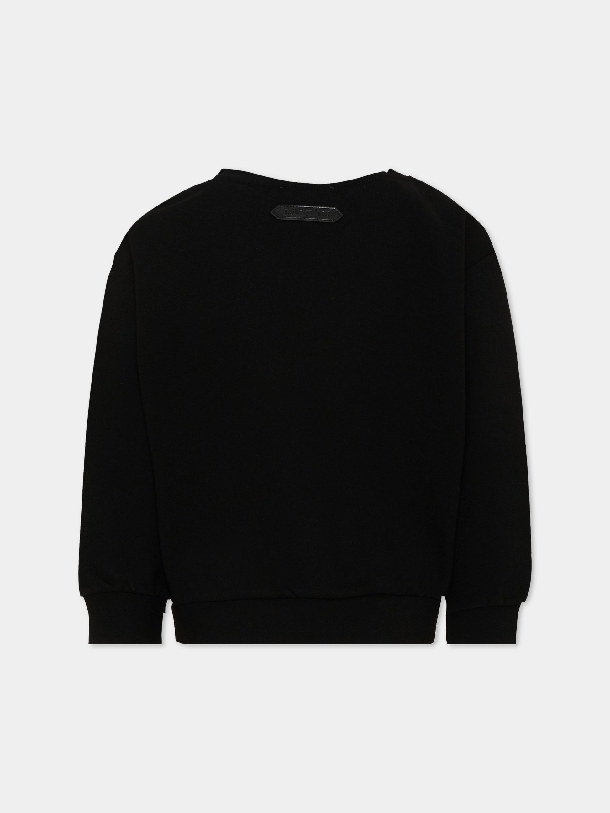 Felpa nera per bambina con logo,Lanvin Petite,N30402 09B