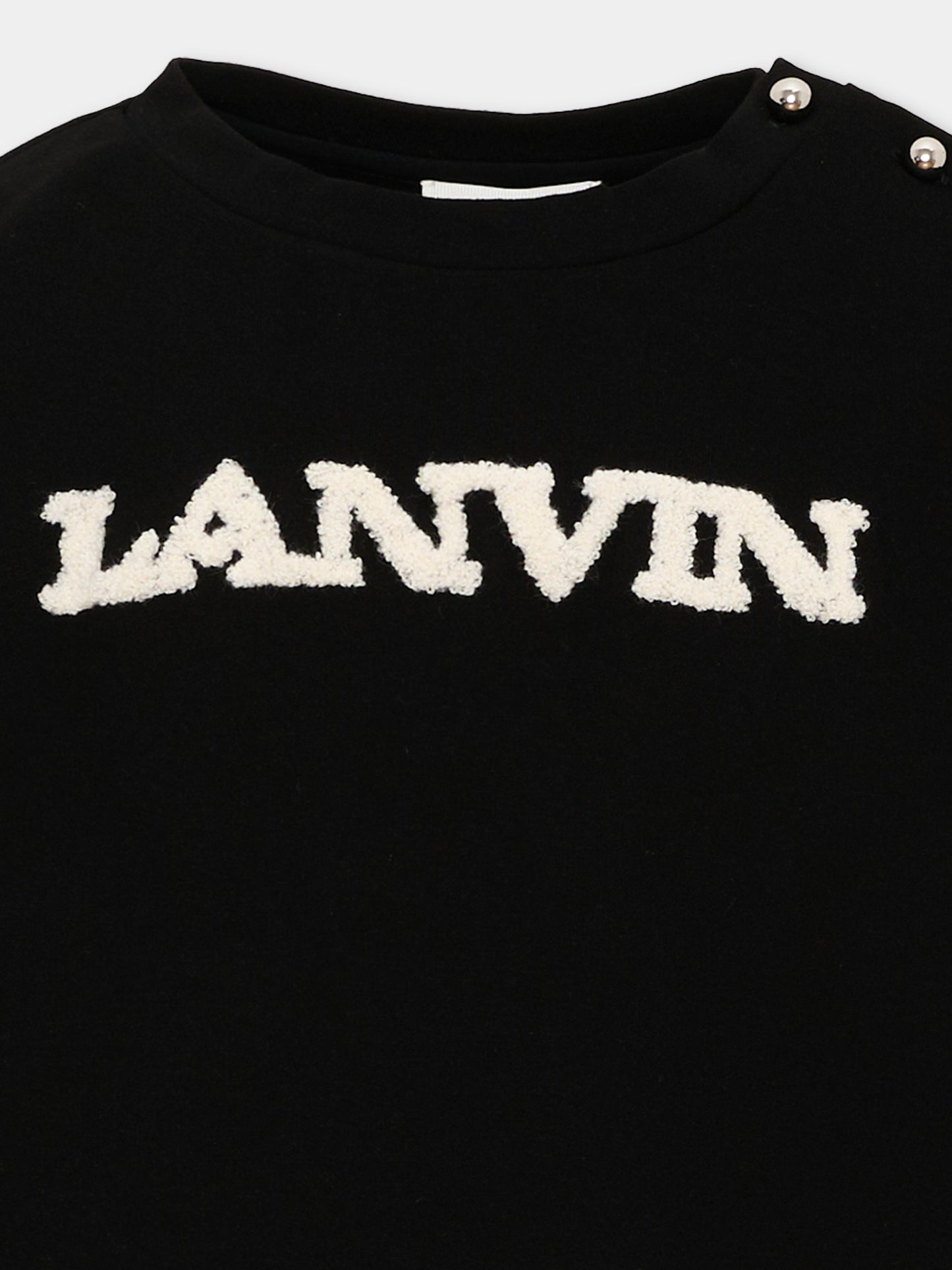 Felpa nera per bambina con logo,Lanvin Petite,N30402 09B