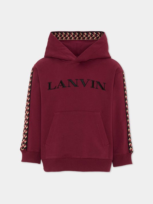 Felpa bordeaux per bambino con logo,Lanvin Petite,N30423 955