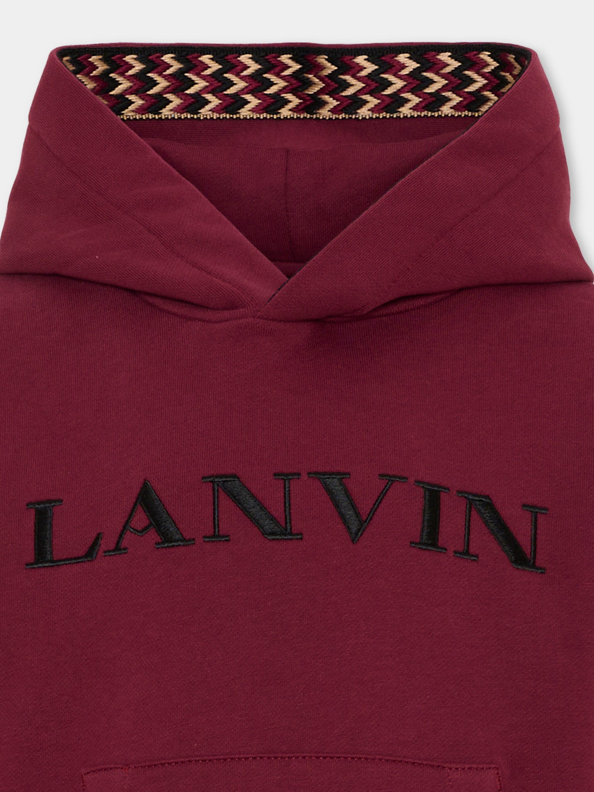 Felpa bordeaux per bambino con logo,Lanvin Petite,N30423 955