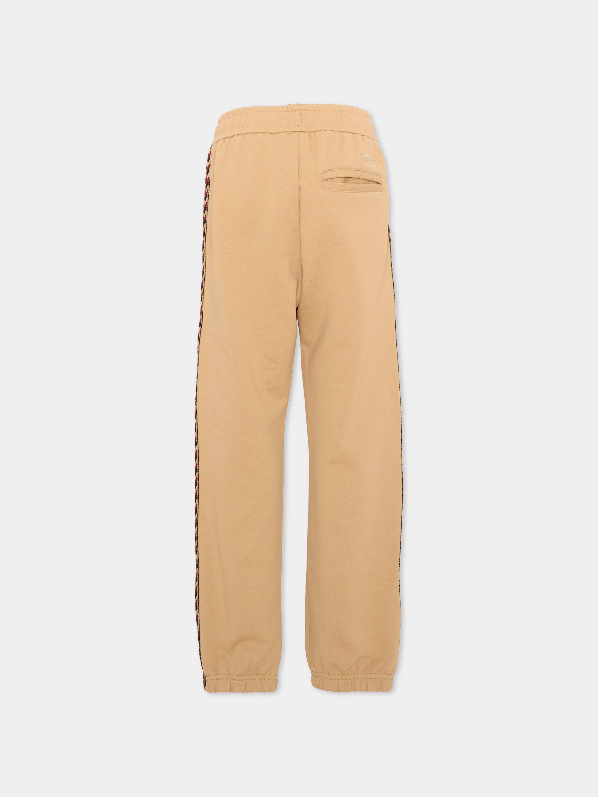 Pantaloni sportivi beige per bambino con logo,Lanvin Petite,N30425 276