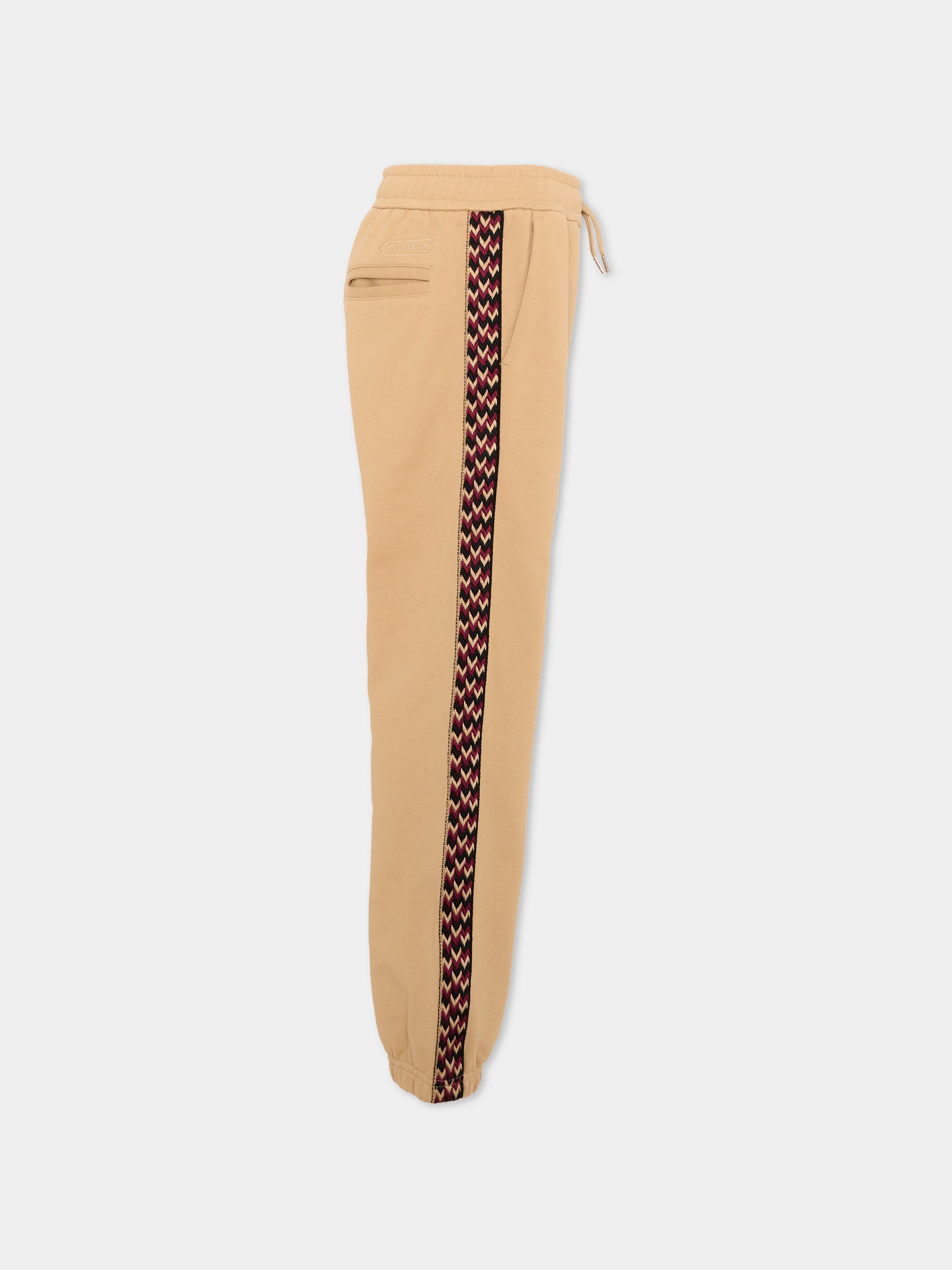 Pantaloni sportivi beige per bambino con logo,Lanvin Petite,N30425 276