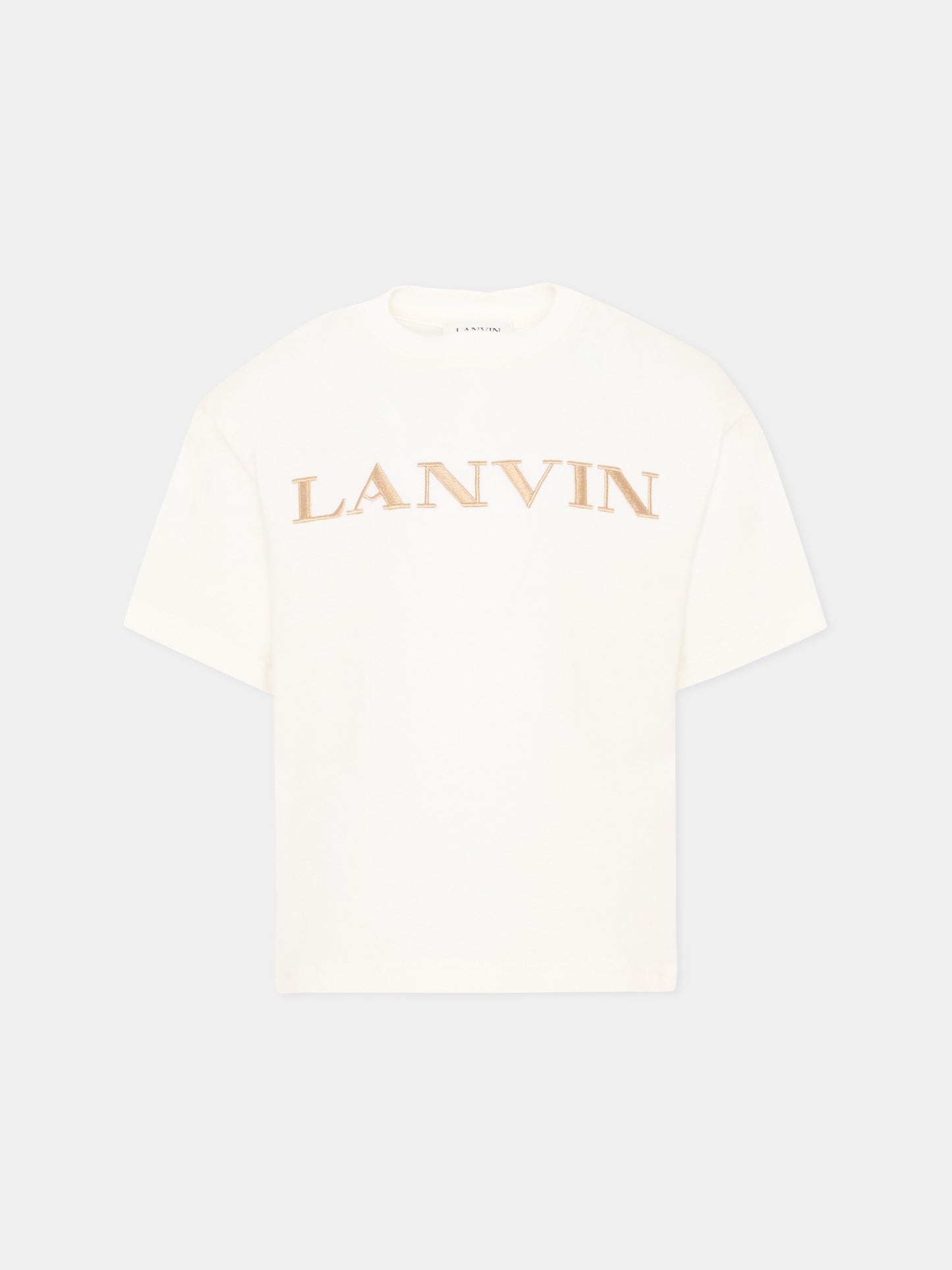 T-Shirt avorio per bambini con logo,Lanvin Petite,N30426 117