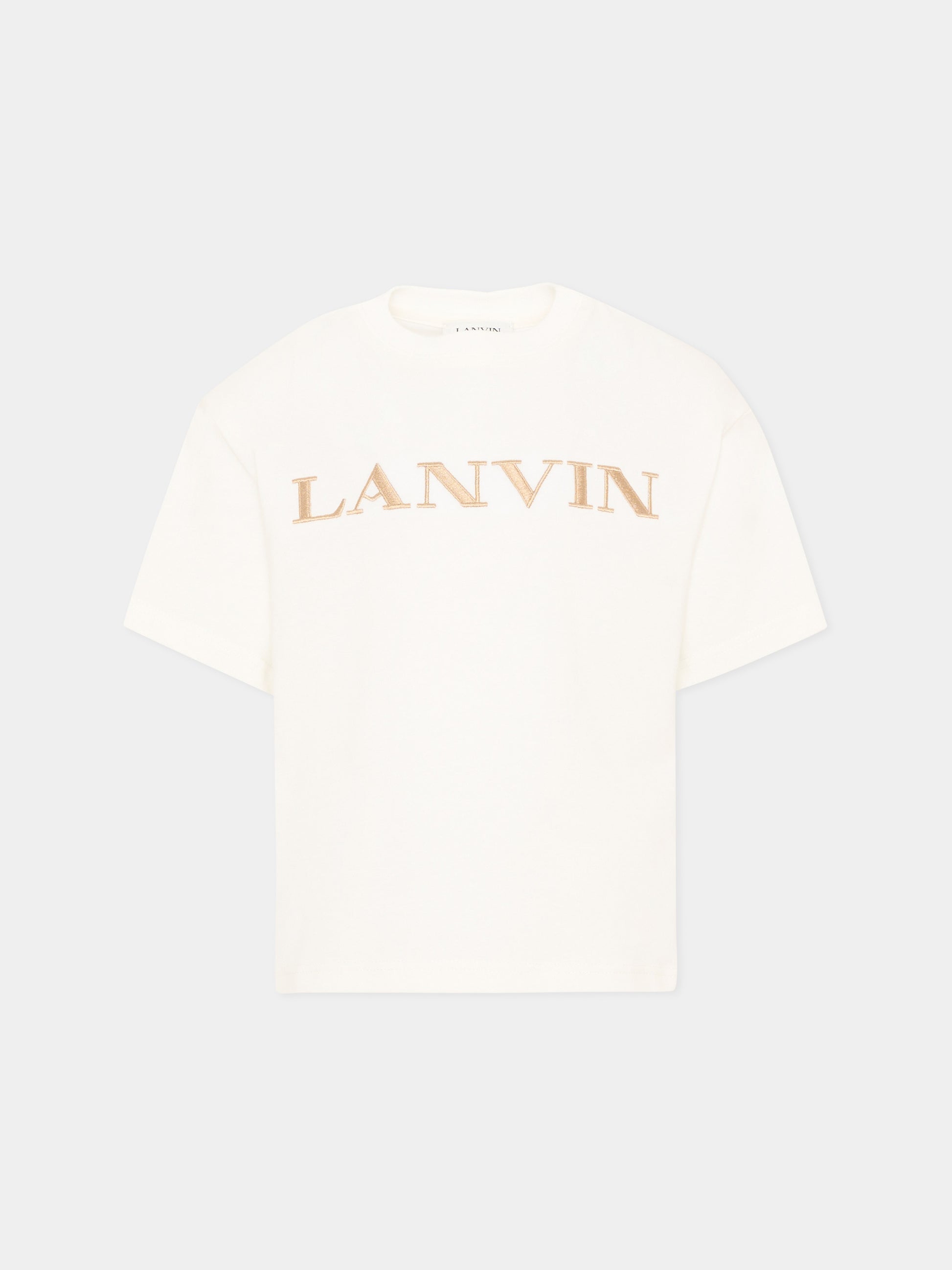 T-Shirt avorio per bambini con logo,Lanvin Petite,N30426 117