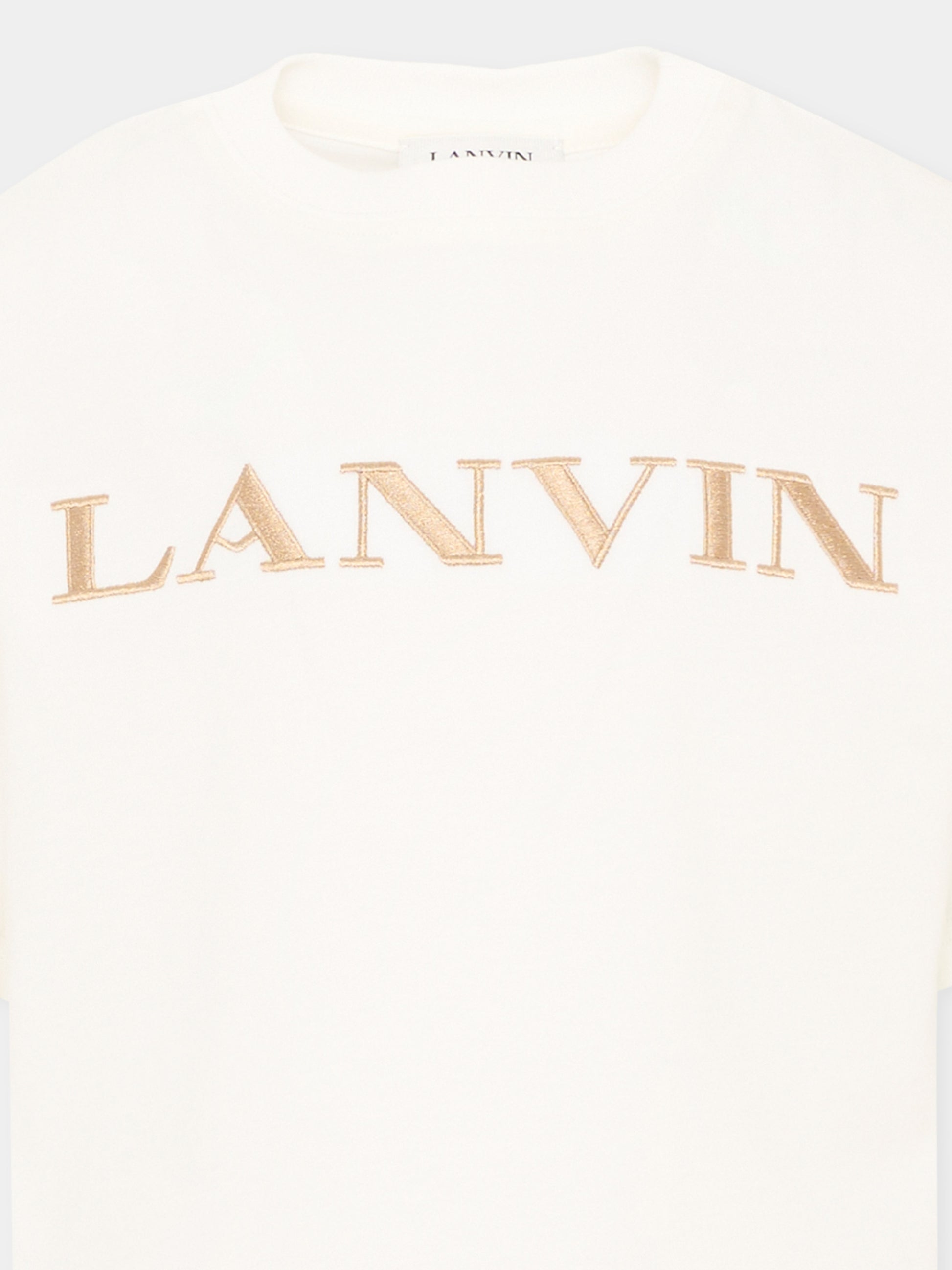 T-Shirt avorio per bambini con logo,Lanvin Petite,N30426 117