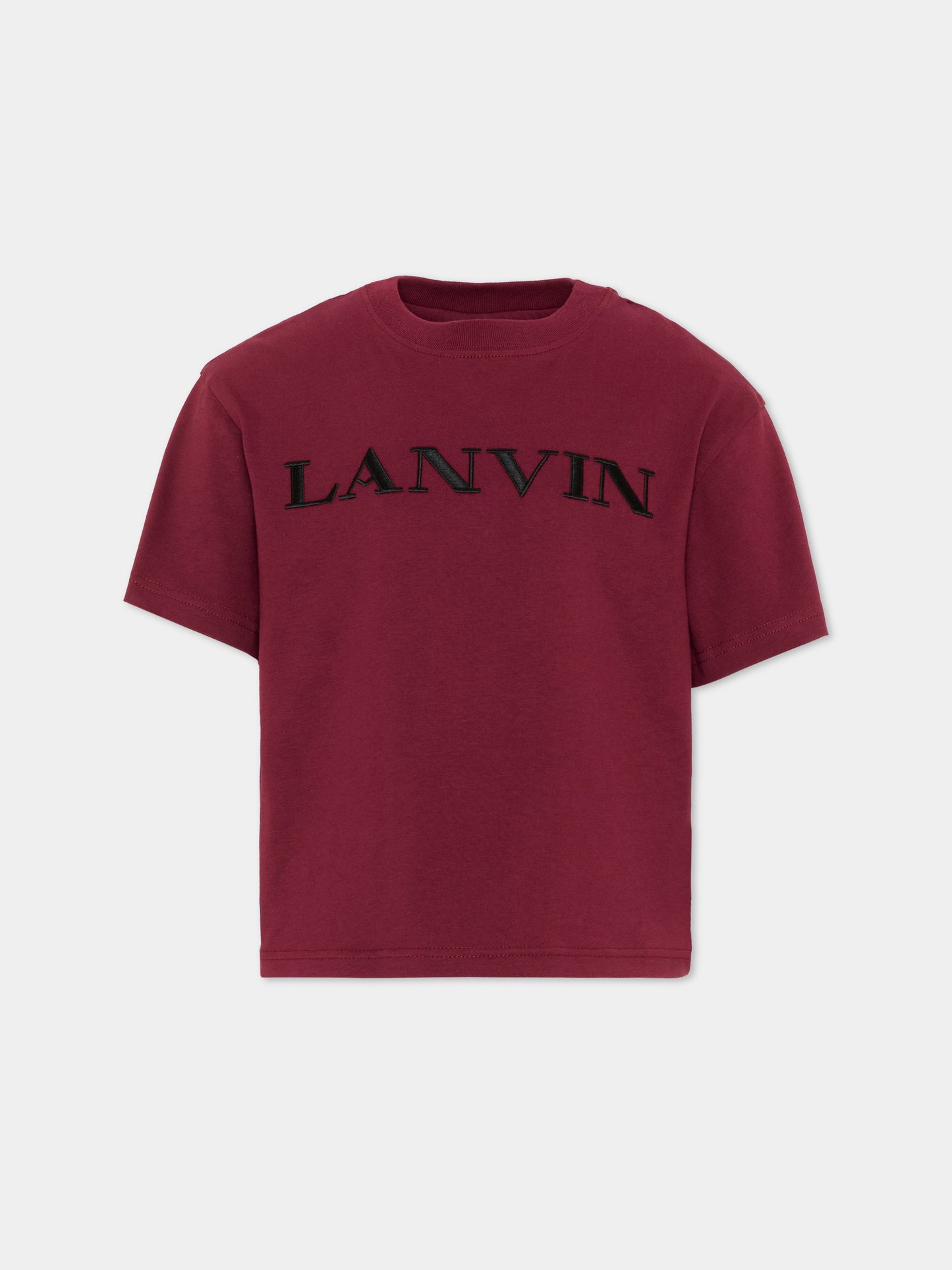 T-Shirt bordeaux per bambini con logo,Lanvin Petite,N30426 955