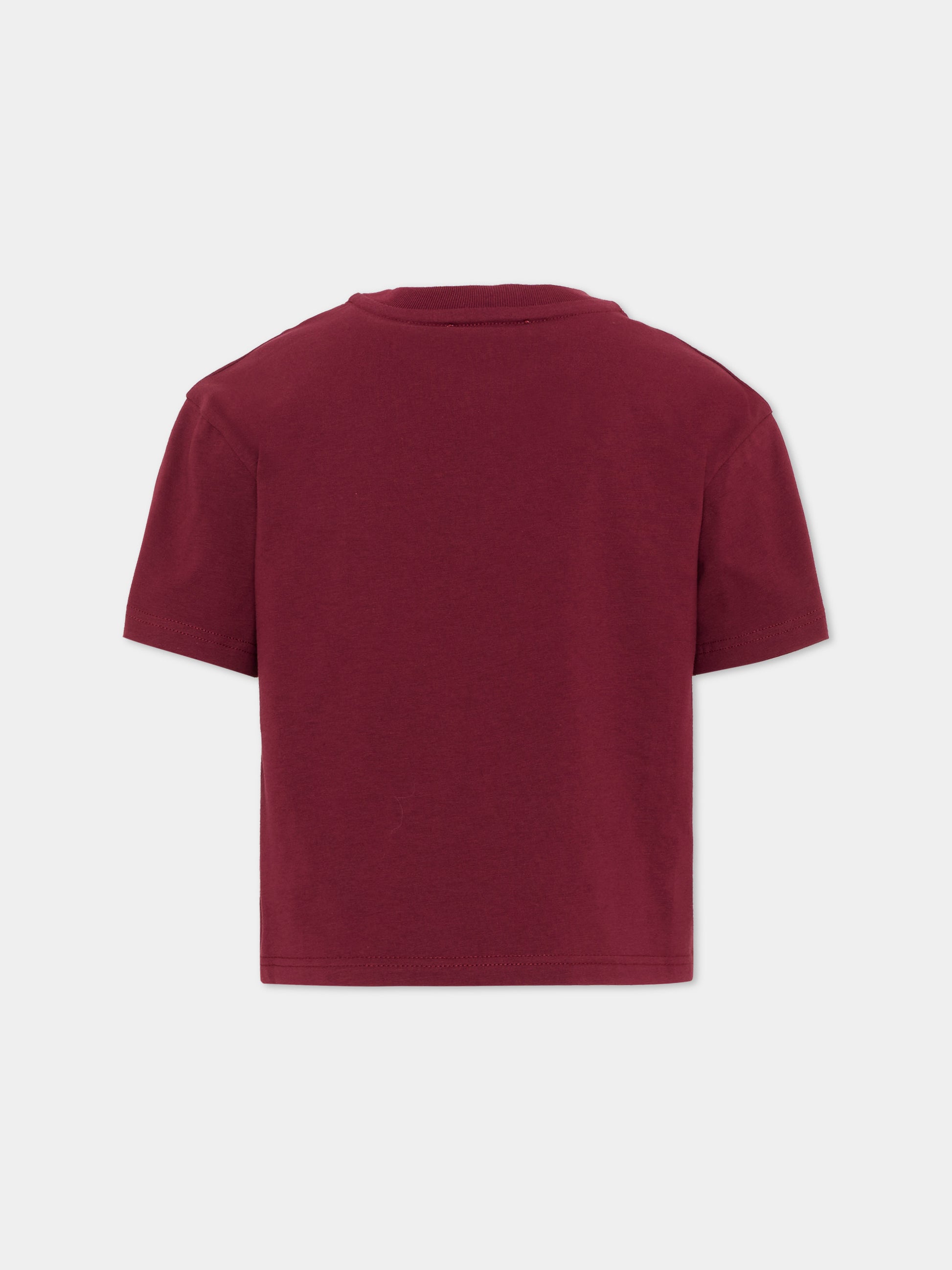 T-Shirt bordeaux per bambini con logo,Lanvin Petite,N30426 955