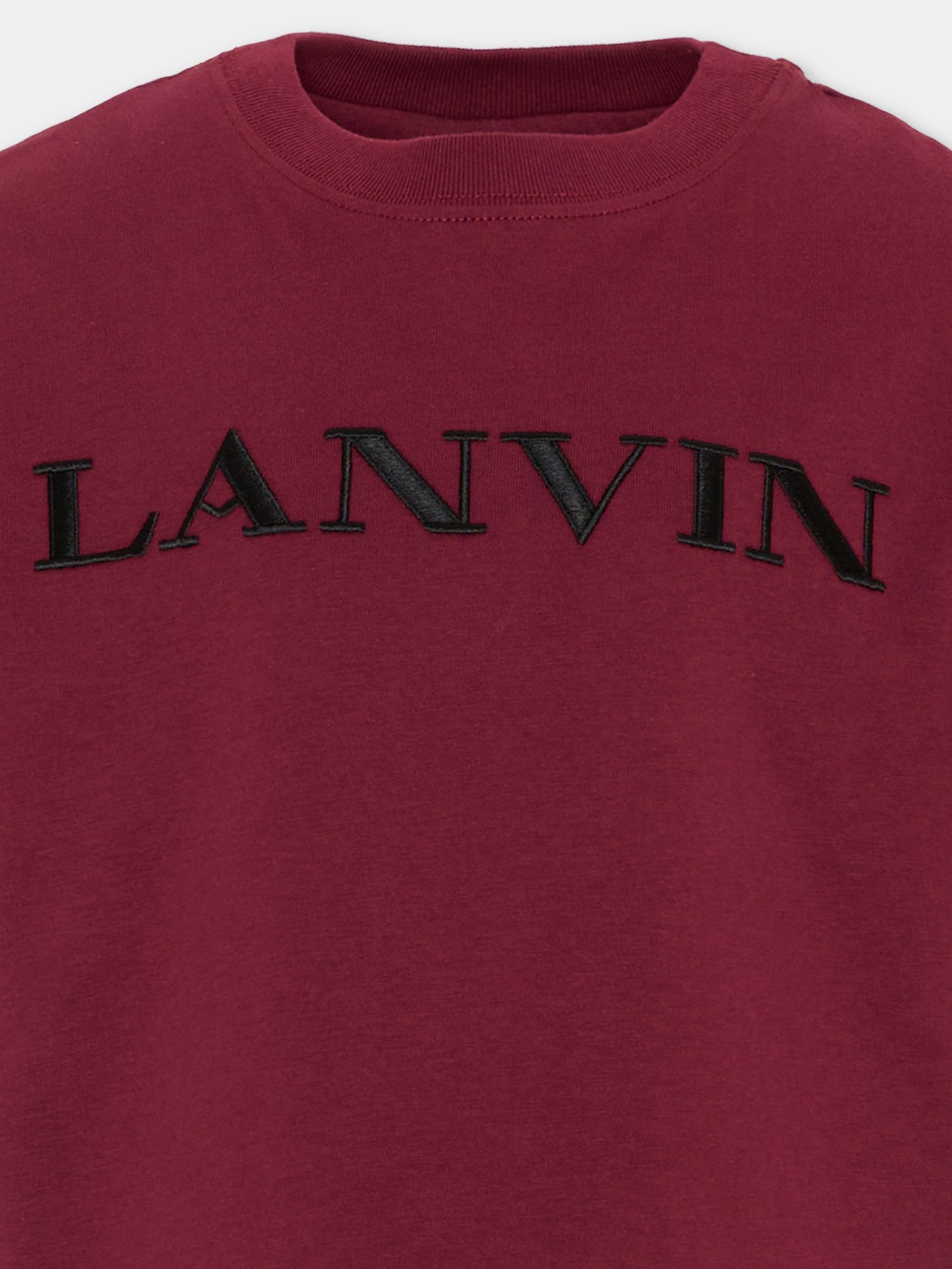 T-Shirt bordeaux per bambini con logo,Lanvin Petite,N30426 955