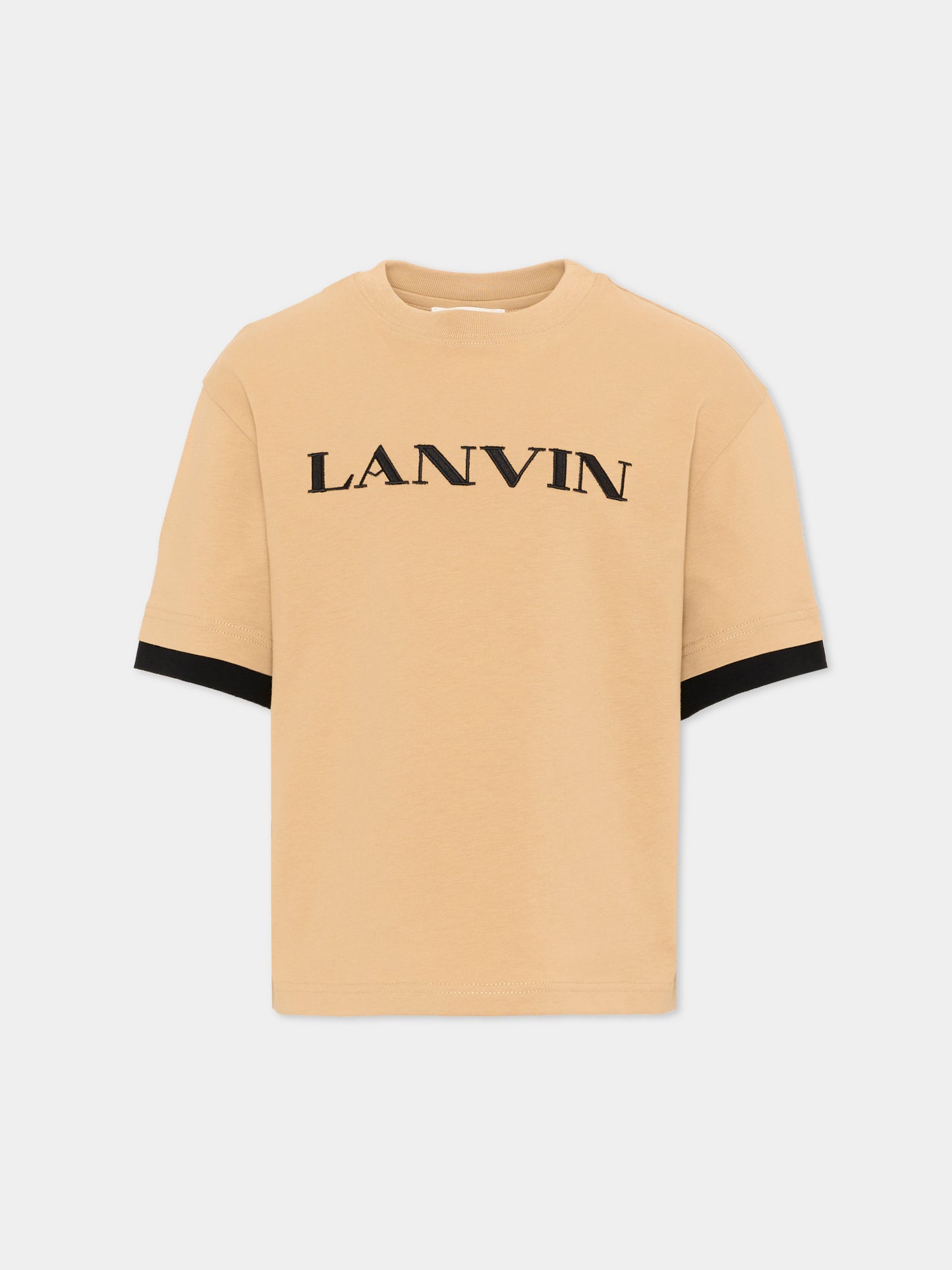 T-Shirt beige per bambini con logo,Lanvin Petite,N30430 276