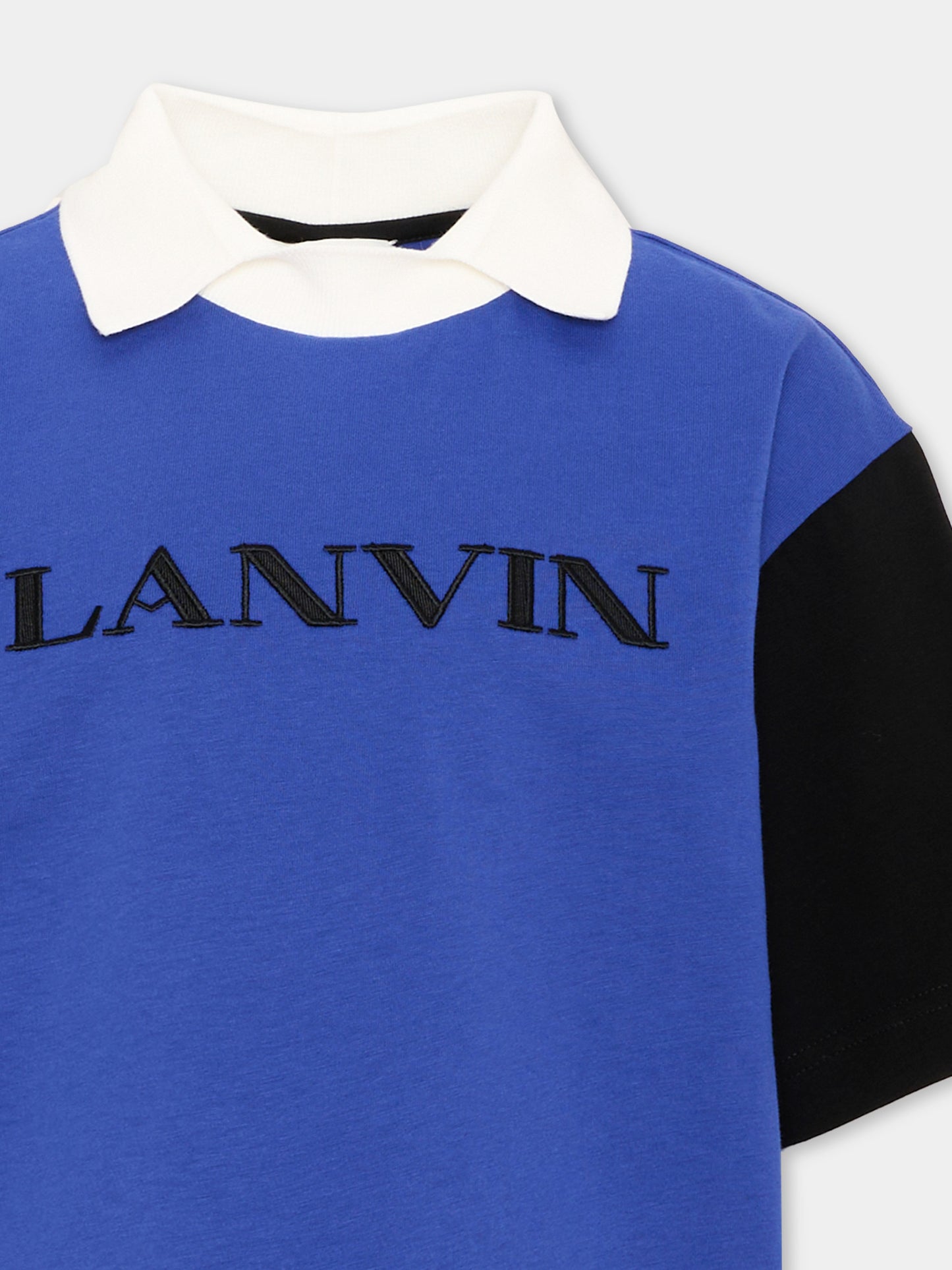Polo a manica corta blu con logo,Lanvin Petite,N30431 V70