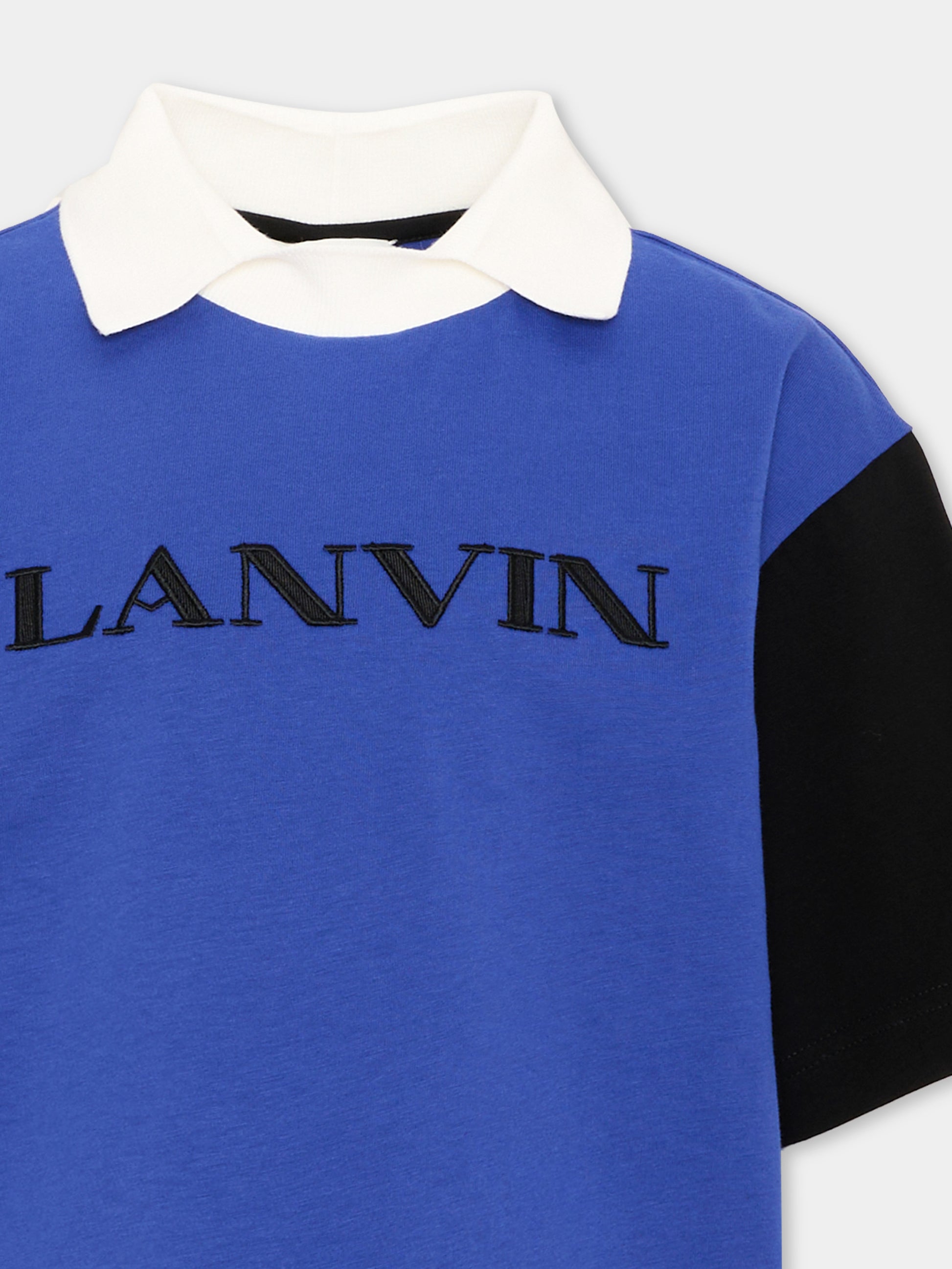 Polo a manica corta blu con logo,Lanvin Petite,N30431 V70