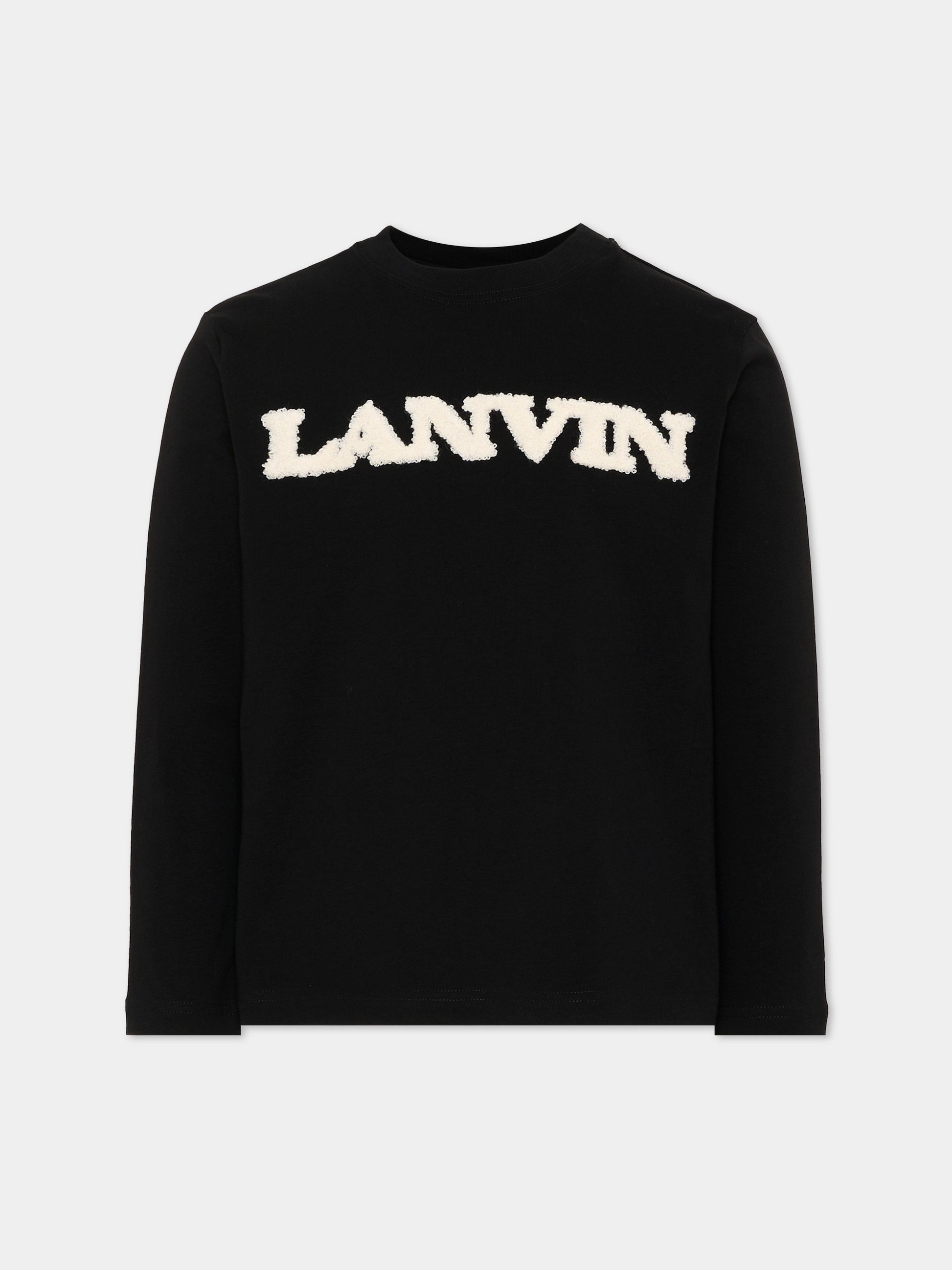 T-Shirt nera per bambini con logo,Lanvin Petite,N30481 09B