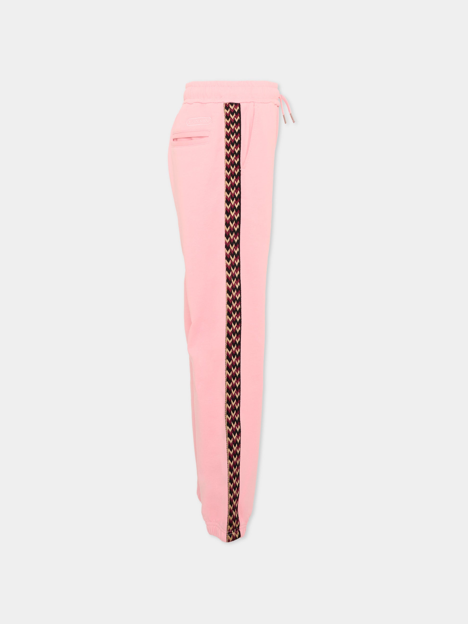 Pantaloni sportivi rosa per bambina con logo,Lanvin Petite,N30425 48N