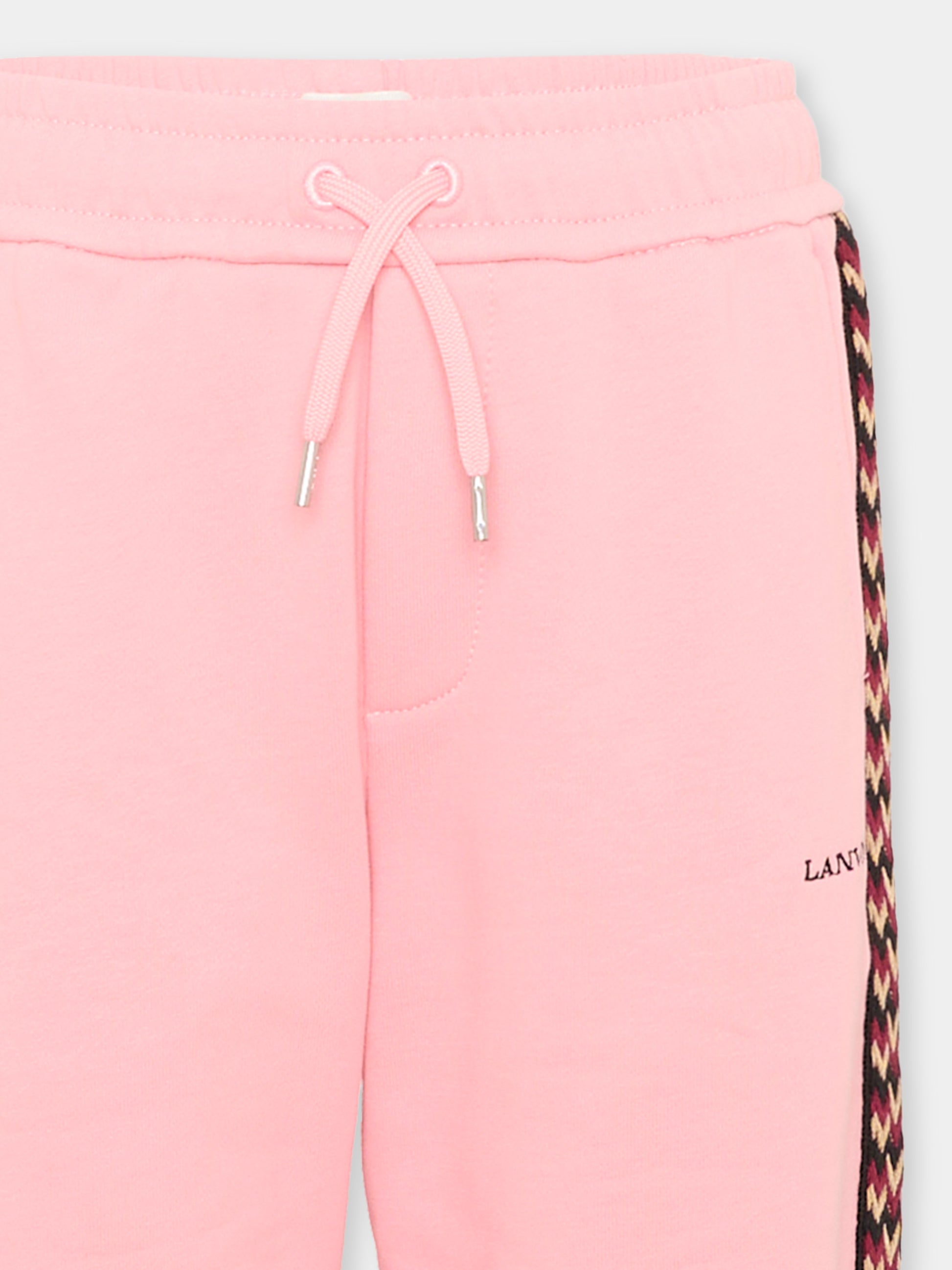 Pantaloni sportivi rosa per bambina con logo,Lanvin Petite,N30425 48N