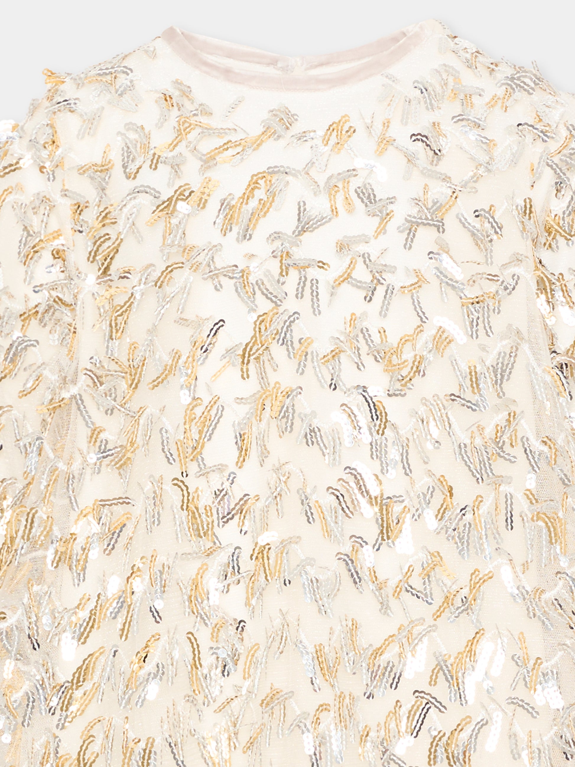 Abito oro per bambina con paillettes,Billieblush,U22354 T07