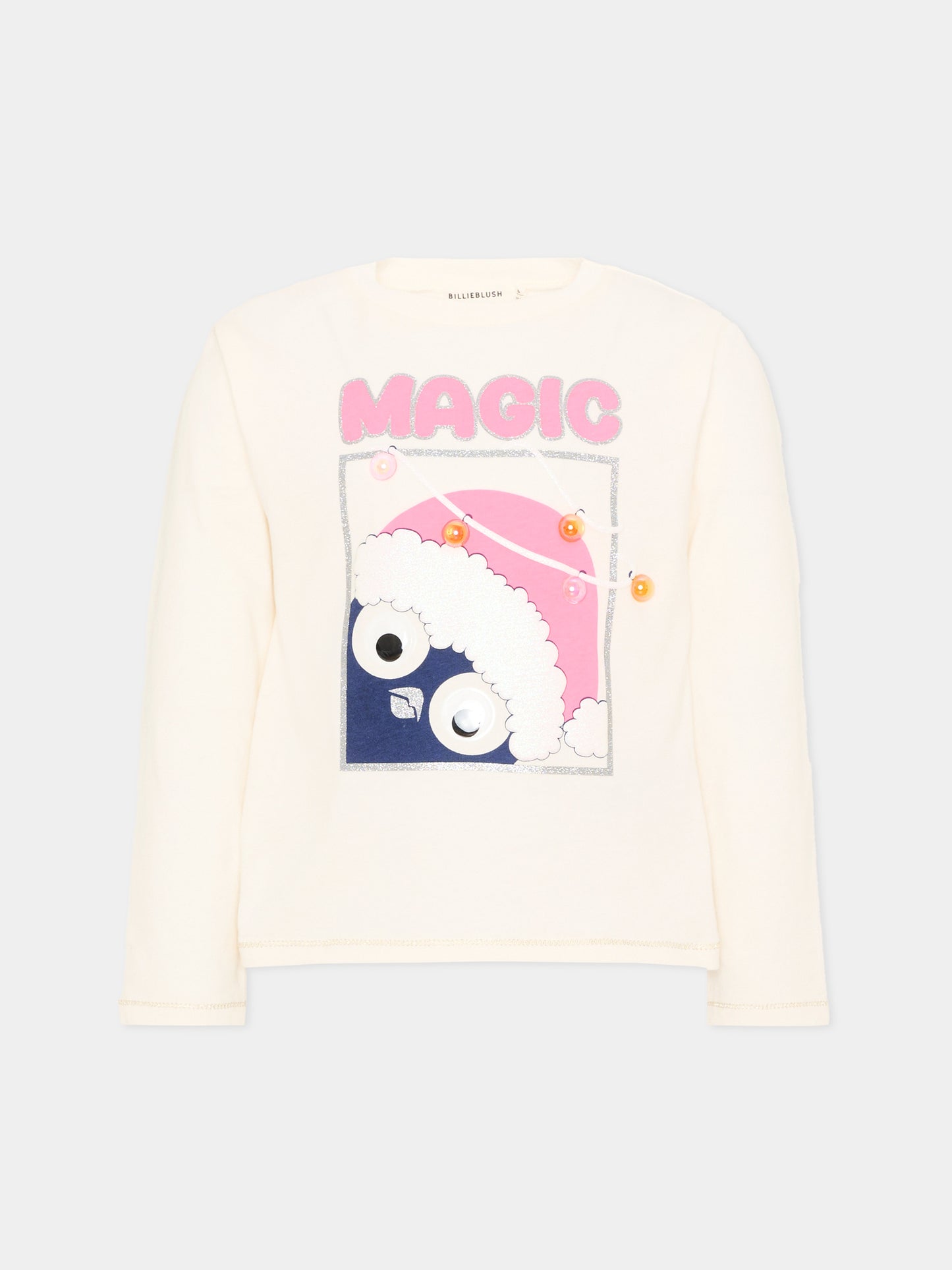 T-Shirt avorio per bambina con stampa,Billieblush,U22390 121