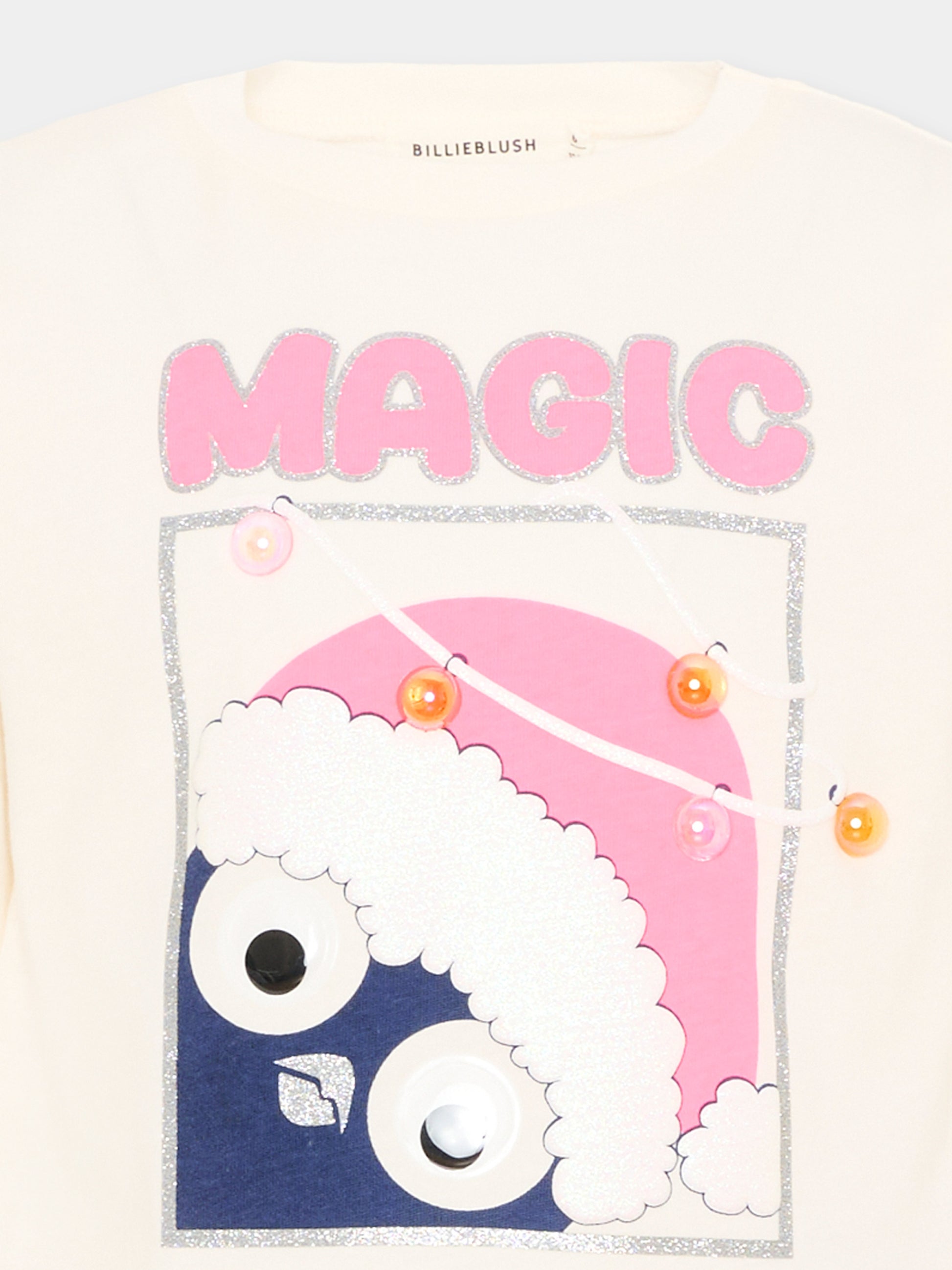 T-Shirt avorio per bambina con stampa,Billieblush,U22390 121