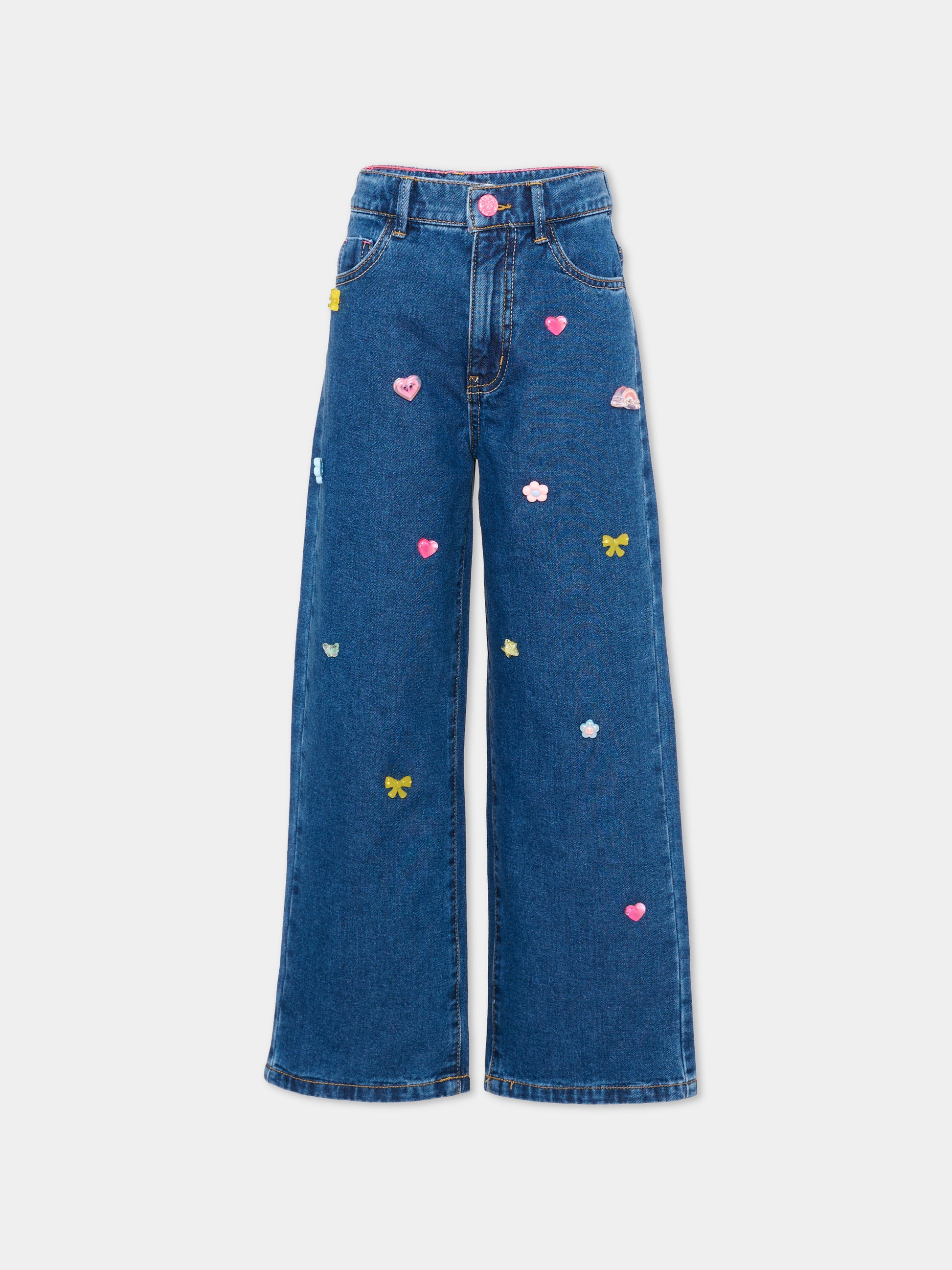 Jeans denim per bambina con applicazioni,Billieblush,U22410 Z22