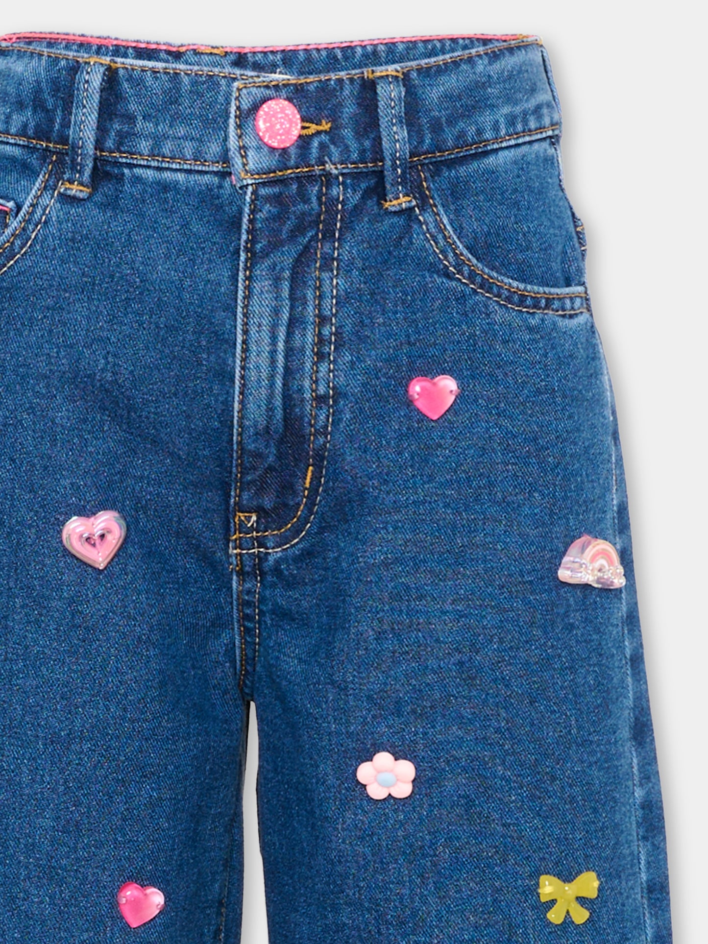 Jeans denim per bambina con applicazioni,Billieblush,U22410 Z22