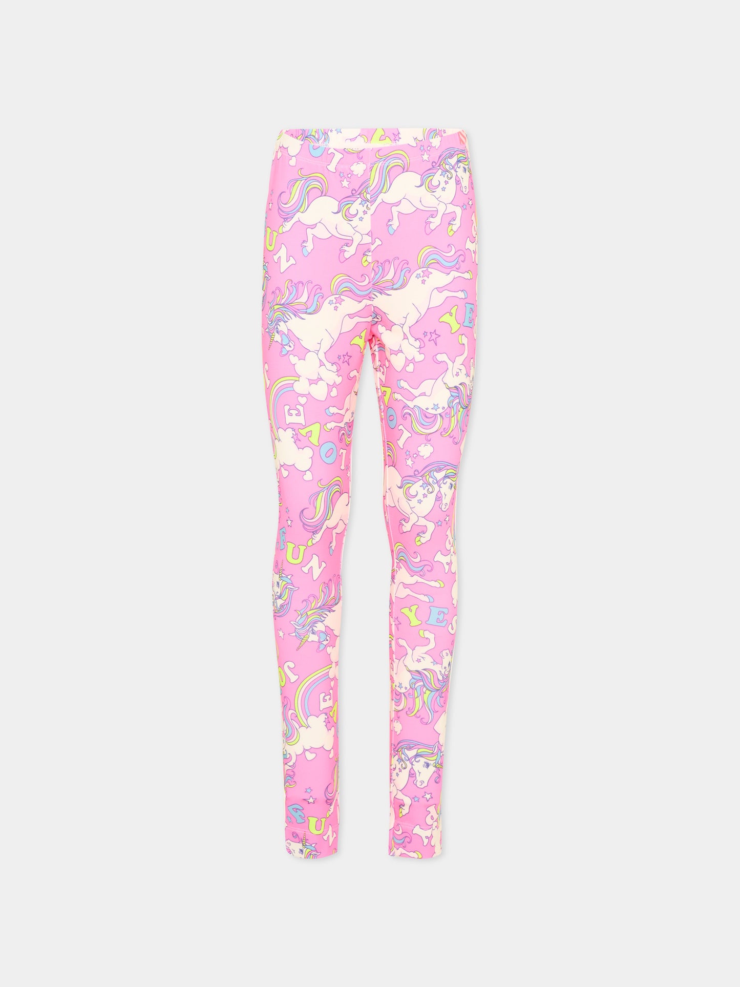 Leggings rosa per bambina con unicorni,Billieblush,U22423 47A