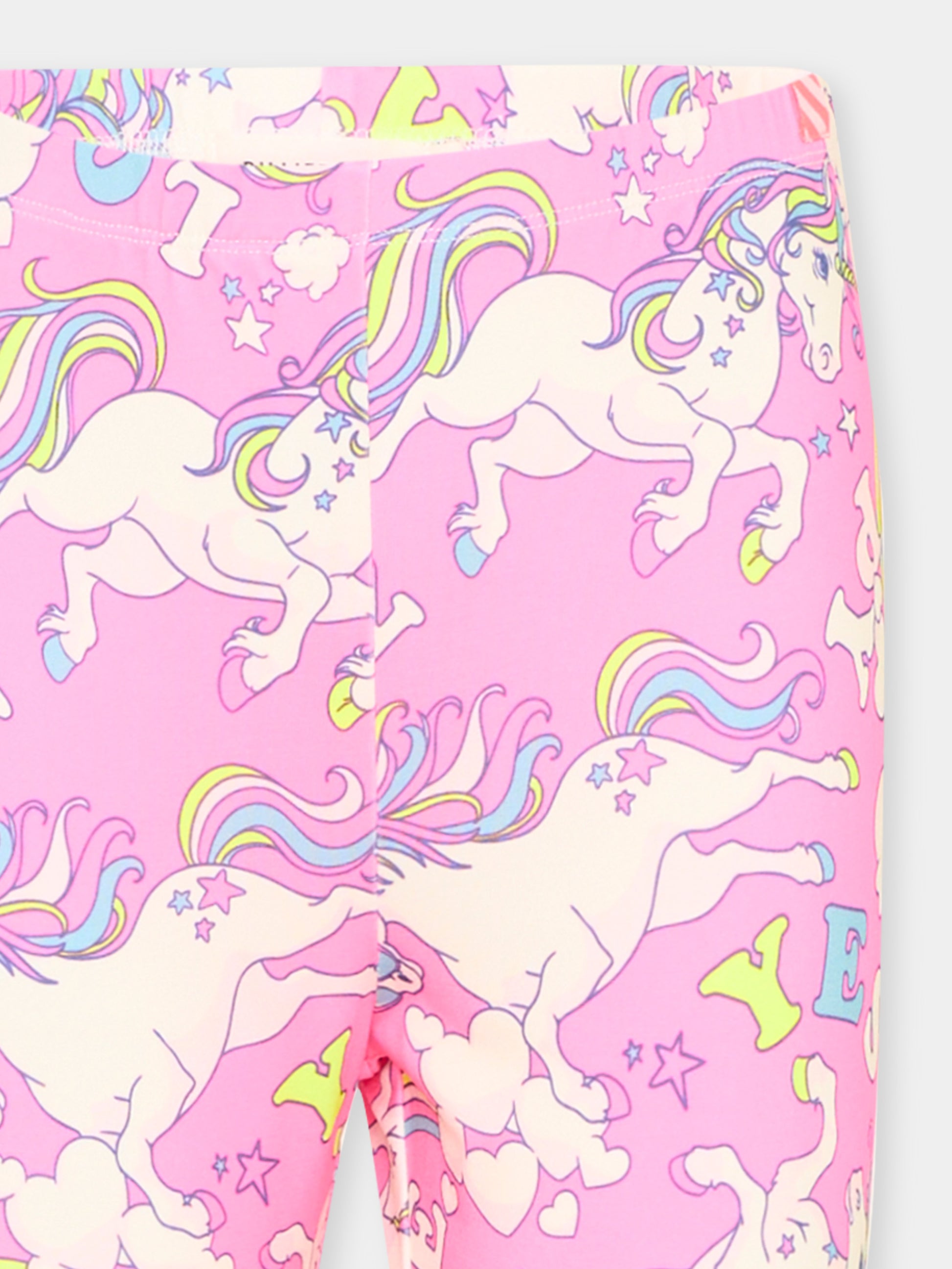 Leggings rosa per bambina con unicorni,Billieblush,U22423 47A