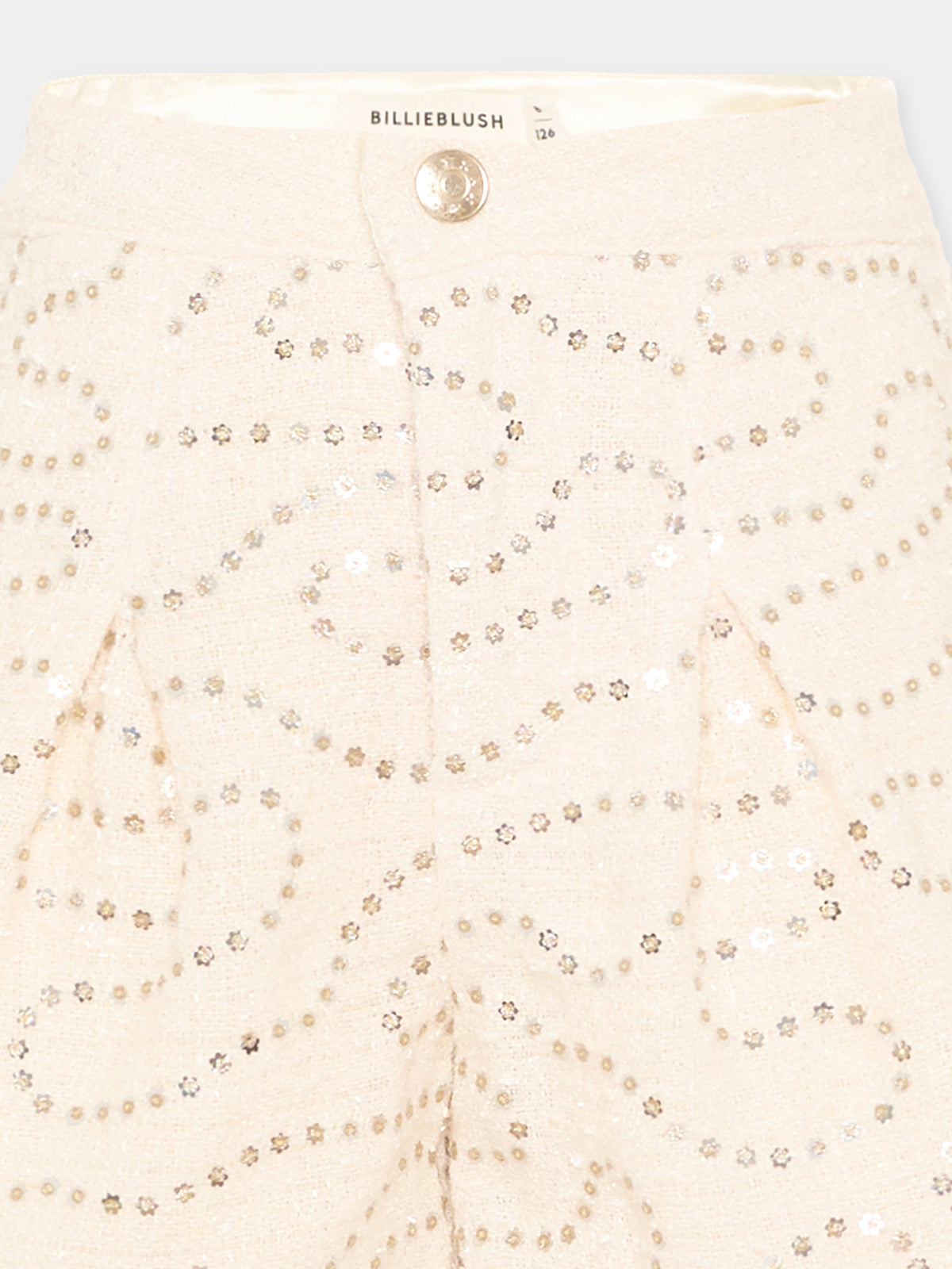 Shorts avorio per bambina con paillettes,Billieblush,U22429 121