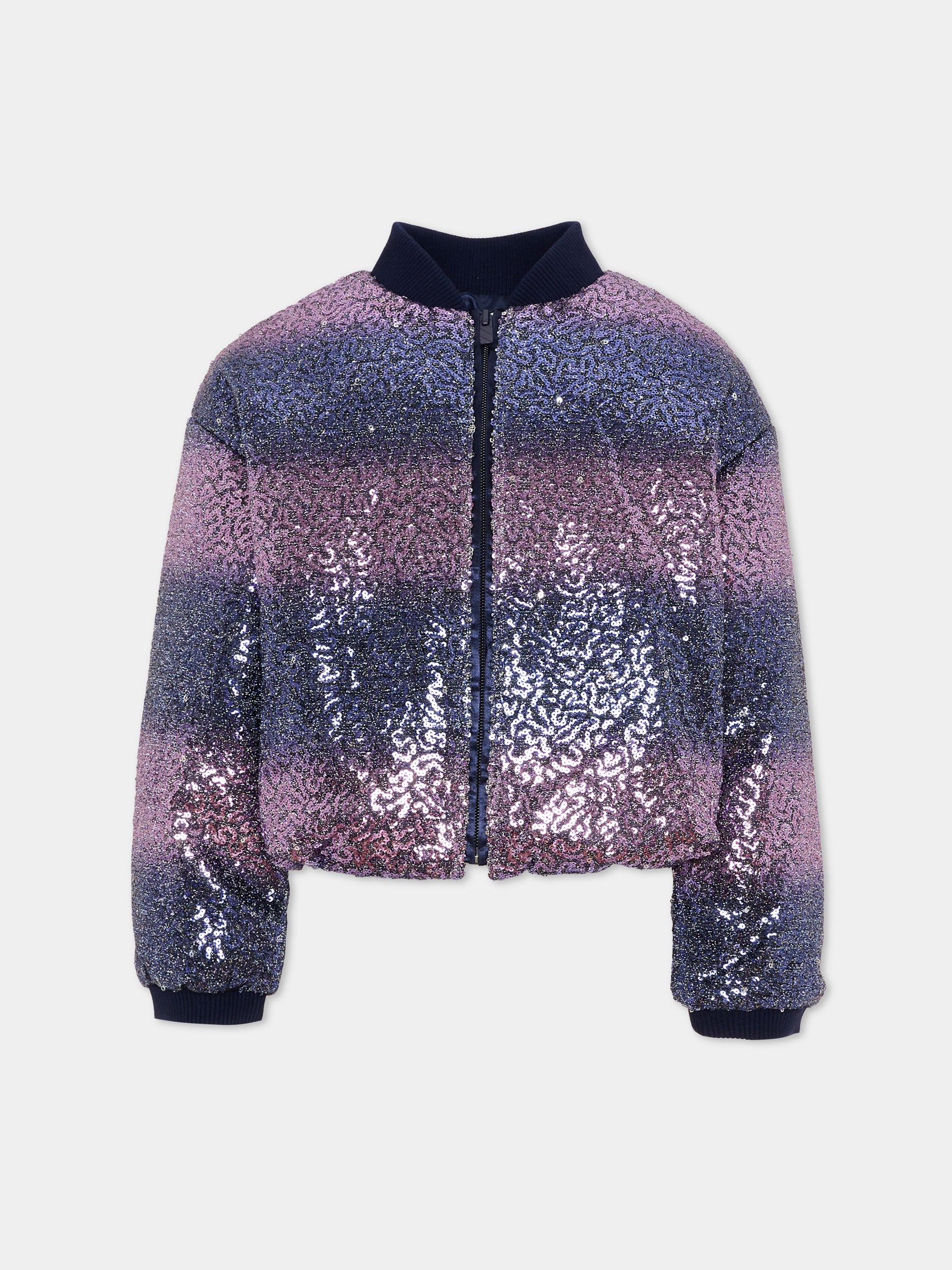 Bomber viola per bambina con paillettes,Billieblush,U22432 85T