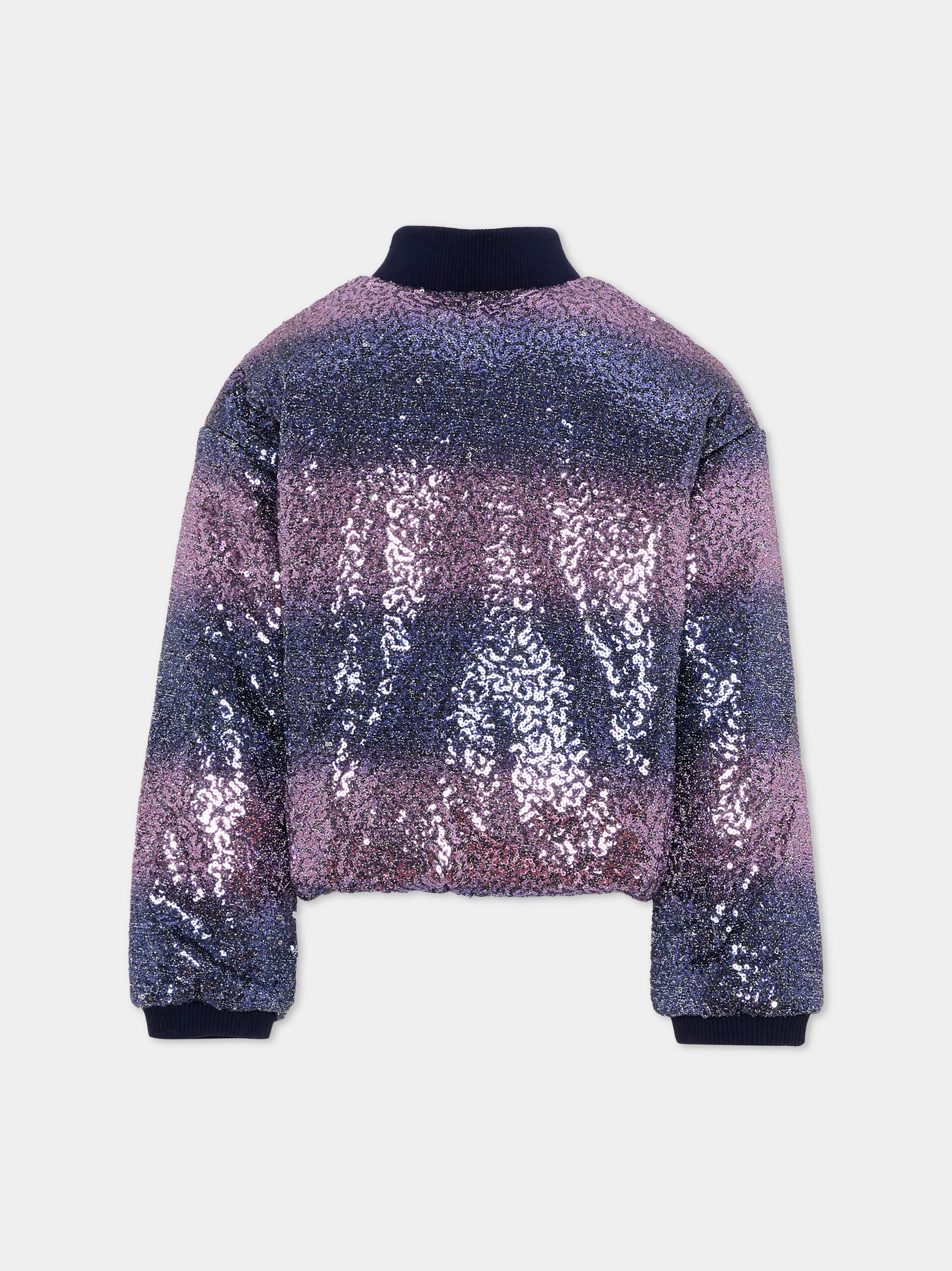 Bomber viola per bambina con paillettes,Billieblush,U22432 85T